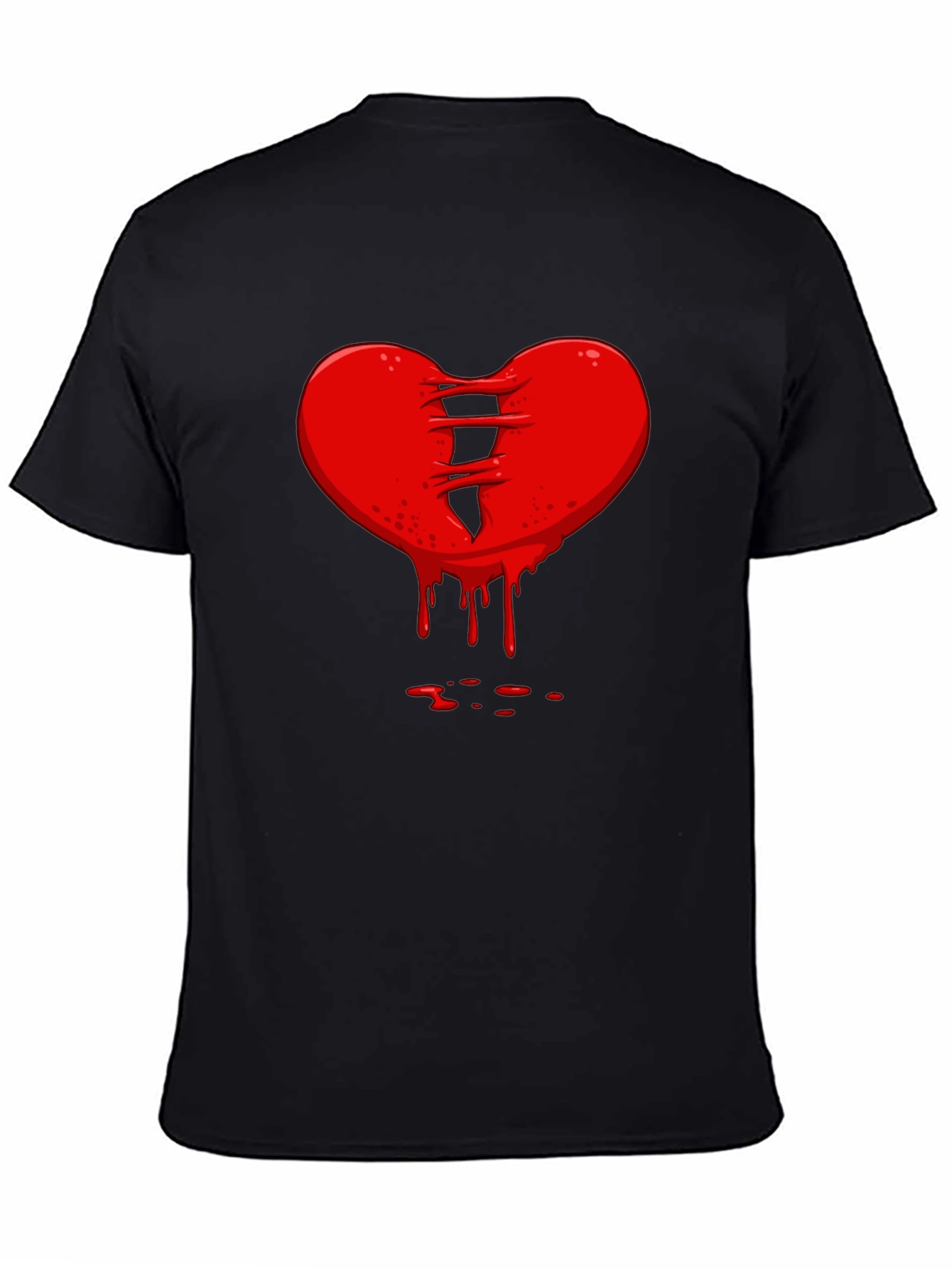 Bleeding Heart Graphic Tee - Black Cotton T-Shirt