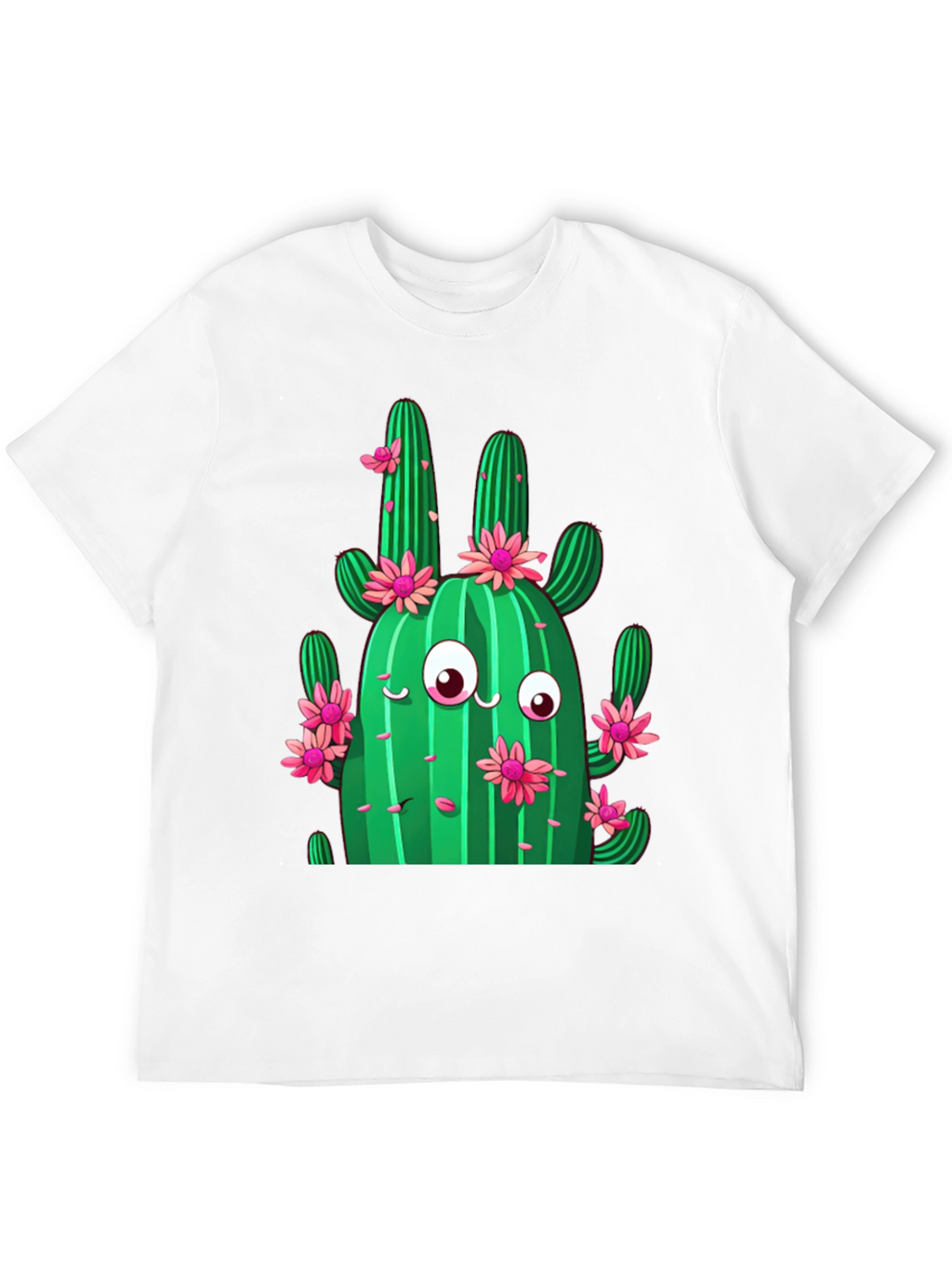 Cactus Flower Graphic Print Black T-Shirt