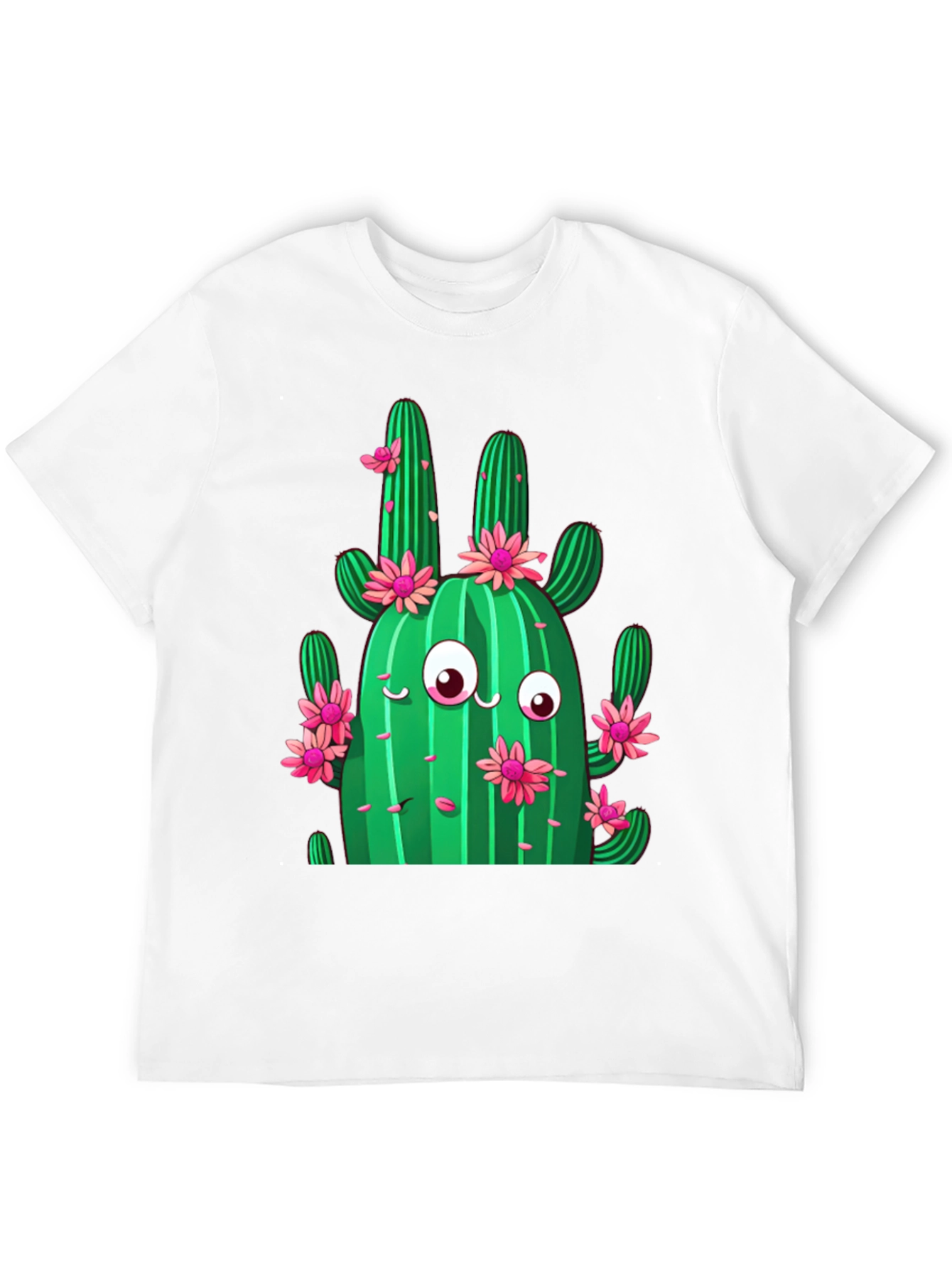 Cactus Flower Graphic Print Black T-Shirt