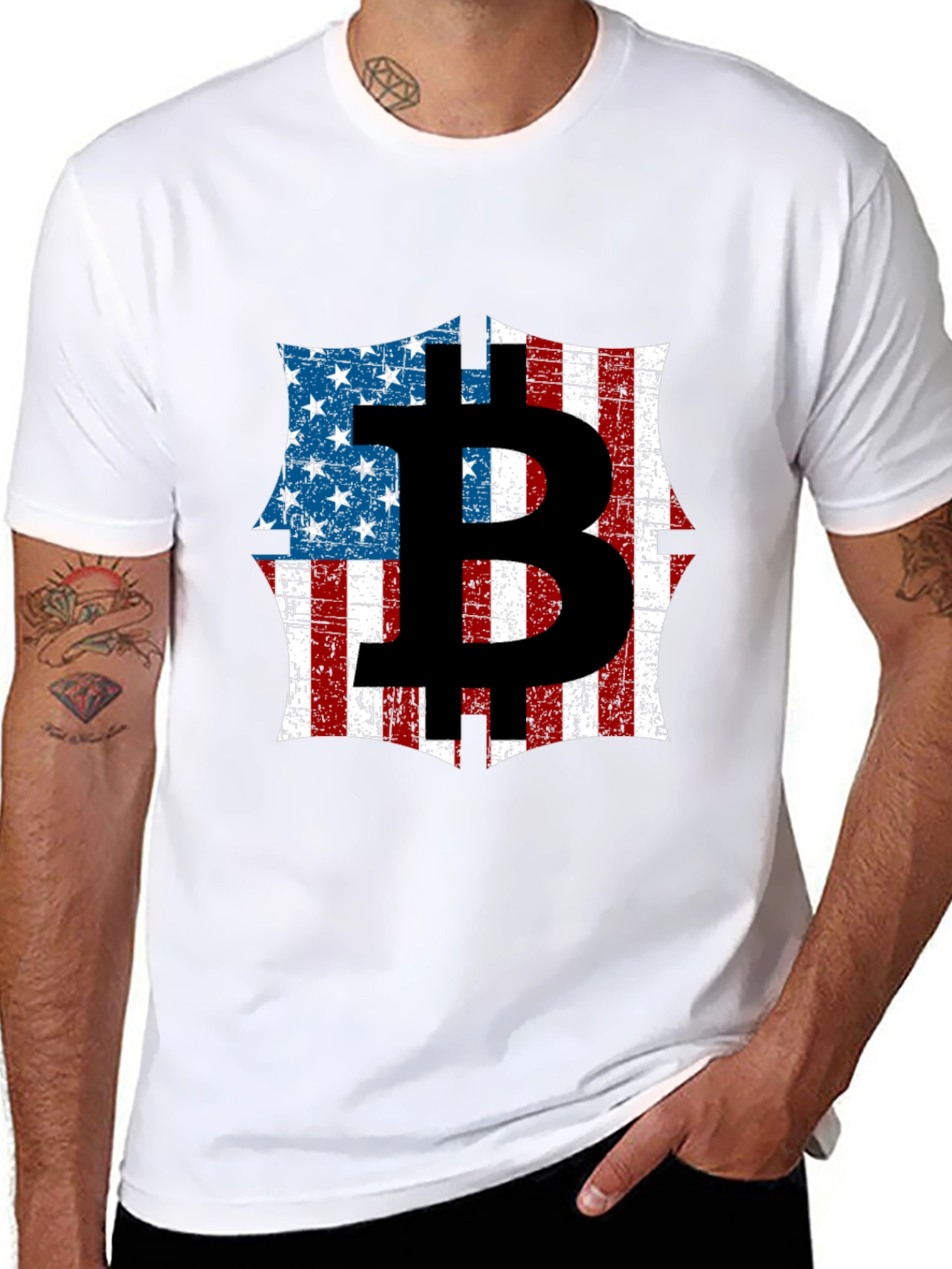 Bitcoin American Flag Graphic T-Shirt