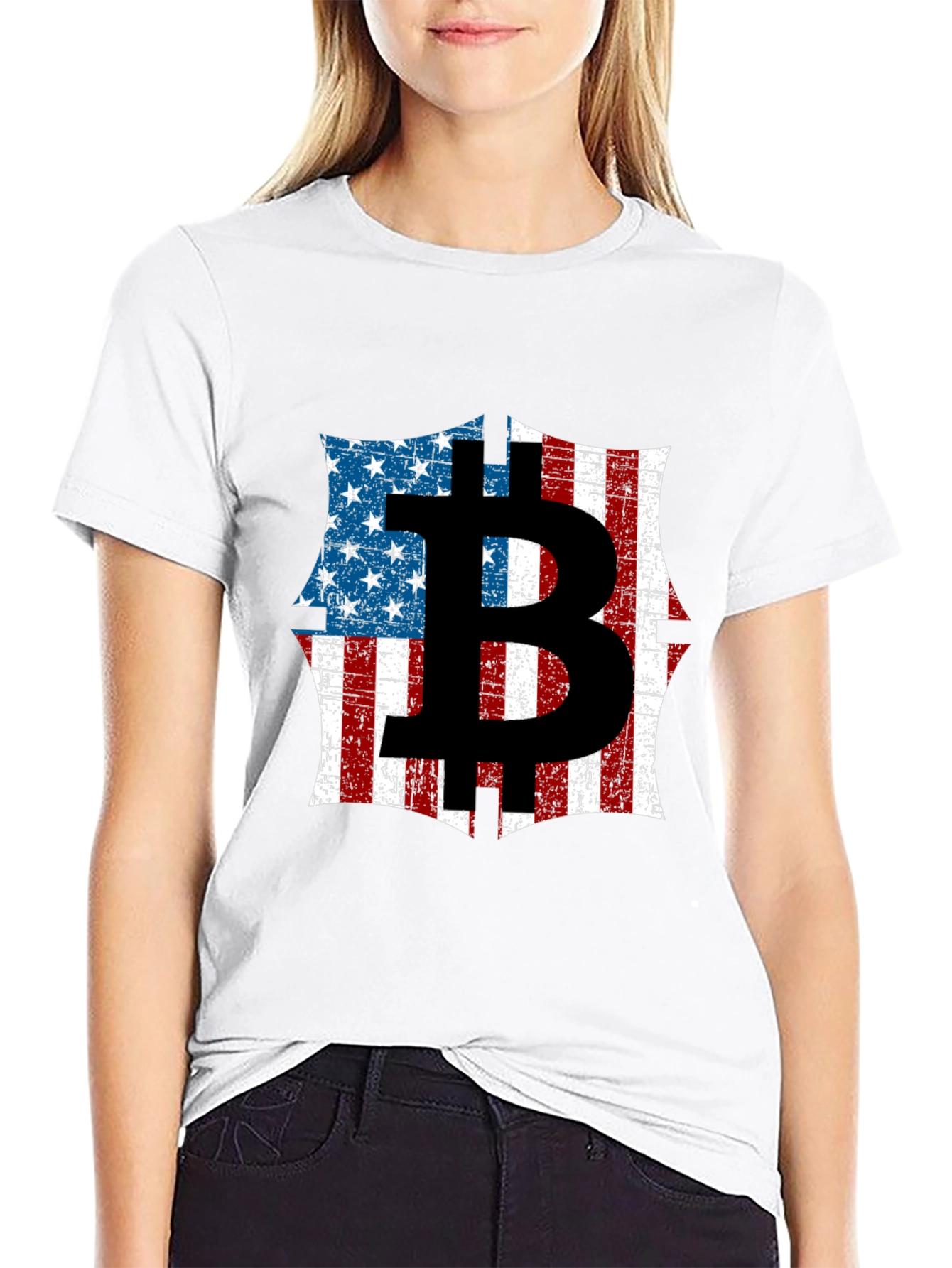 Bitcoin American Flag Graphic T-Shirt