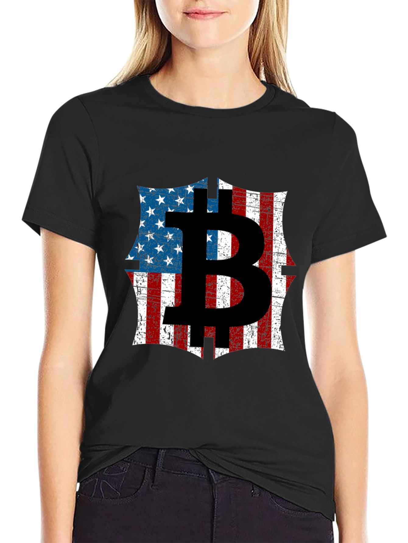 Bitcoin American Flag Graphic T-Shirt