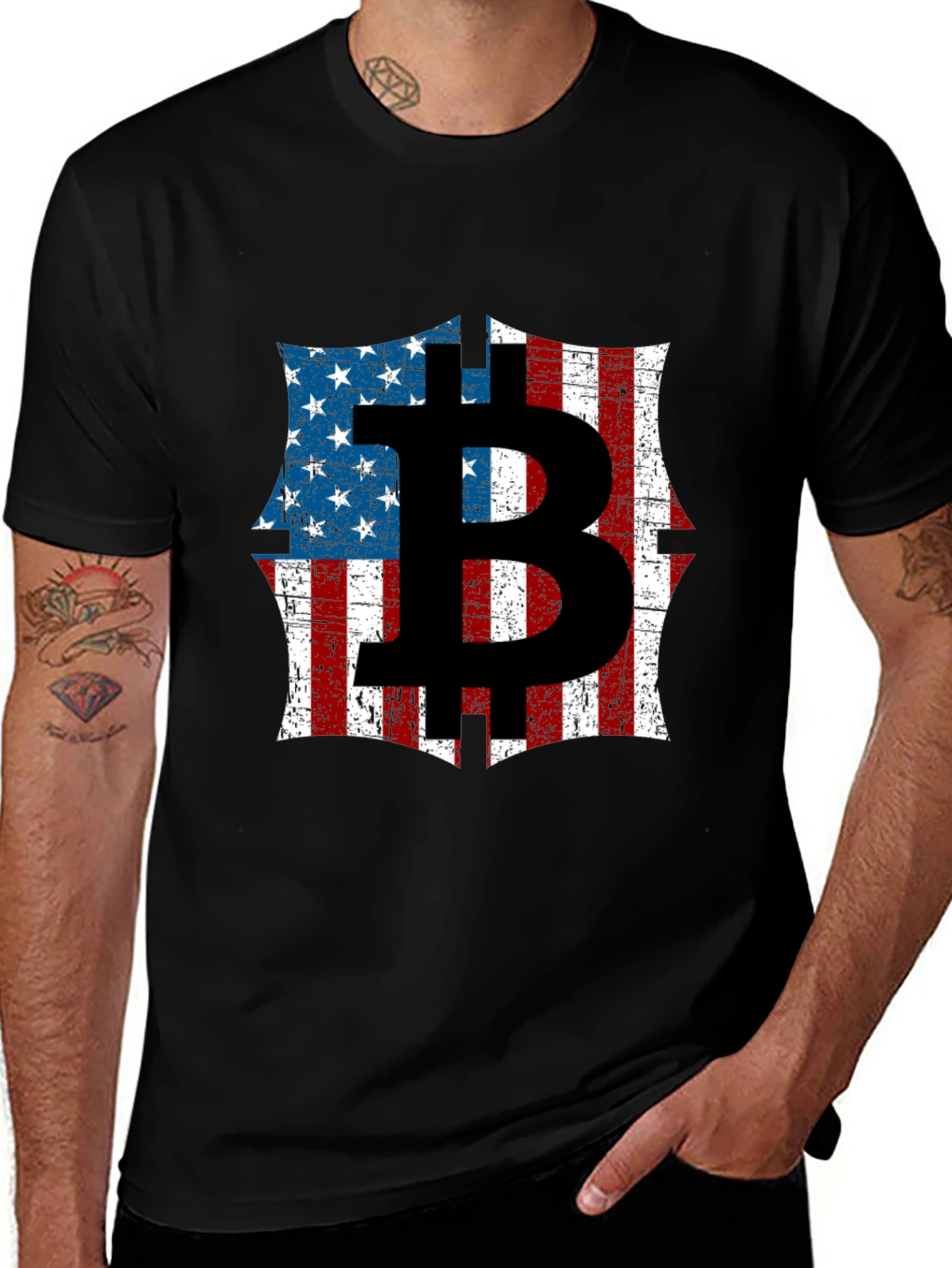 Bitcoin American Flag Graphic T-Shirt