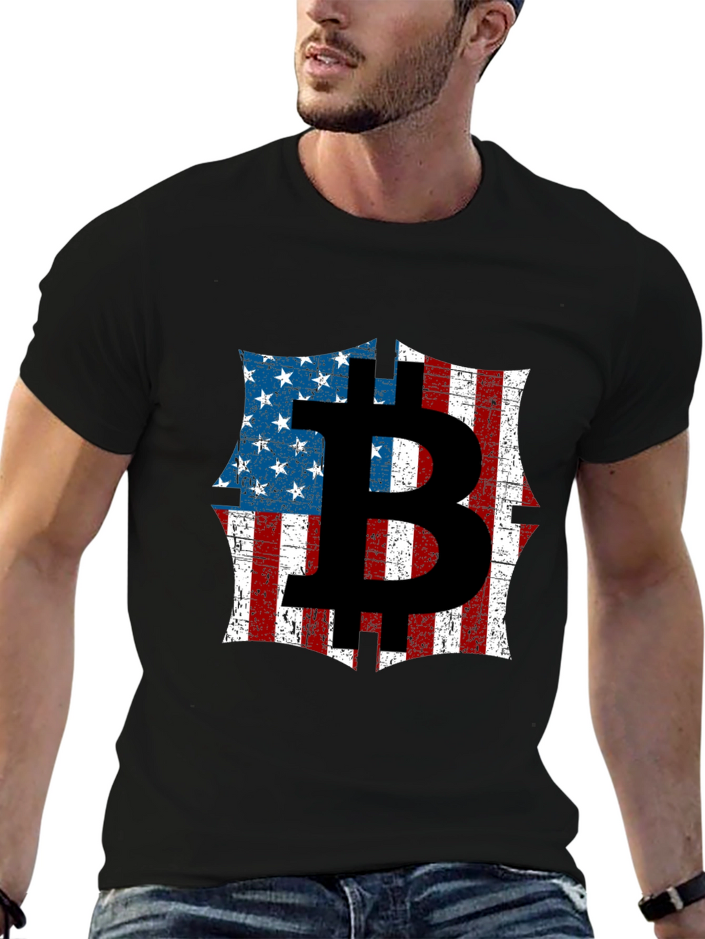 Bitcoin American Flag Graphic T-Shirt