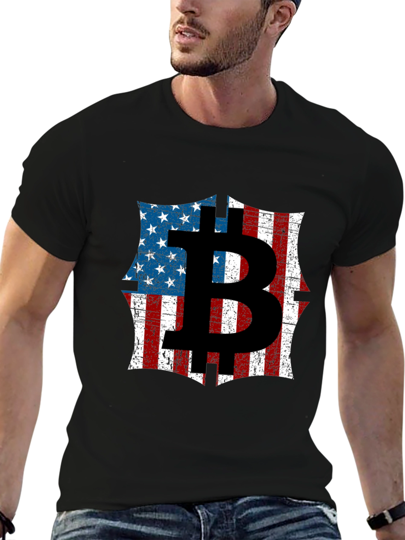 Bitcoin American Flag Graphic T-Shirt