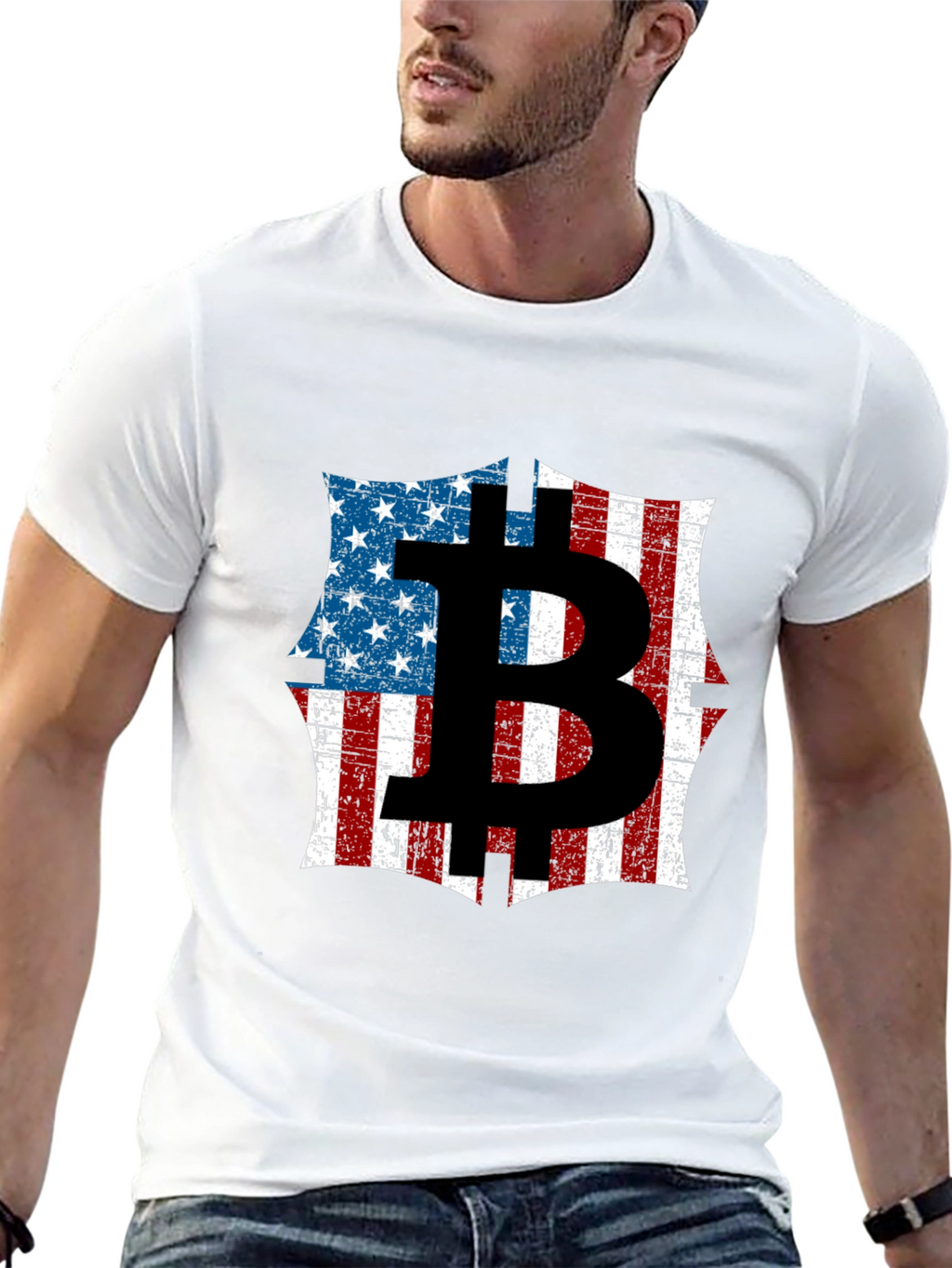 Bitcoin American Flag Graphic T-Shirt