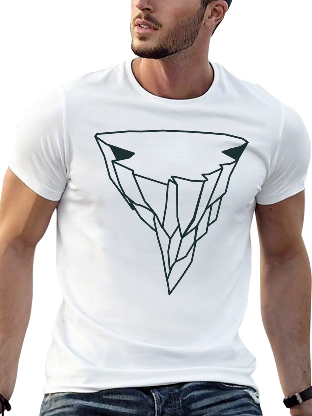 Geometric Iceberg Graphic Tee - Modern Black T-Shirt