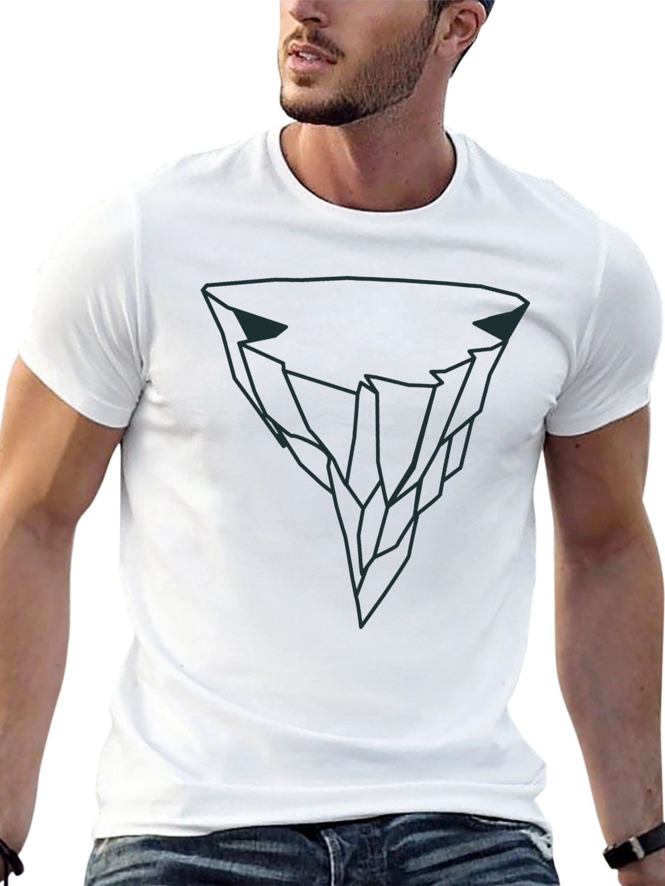 Geometric Iceberg Graphic Tee - Modern Black T-Shirt