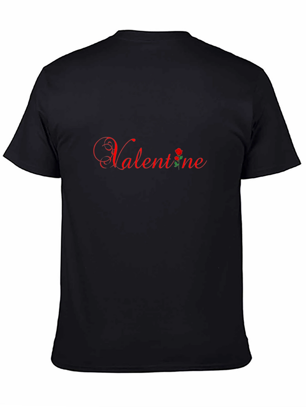 Valentine Rose Graphic Black T-Shirt