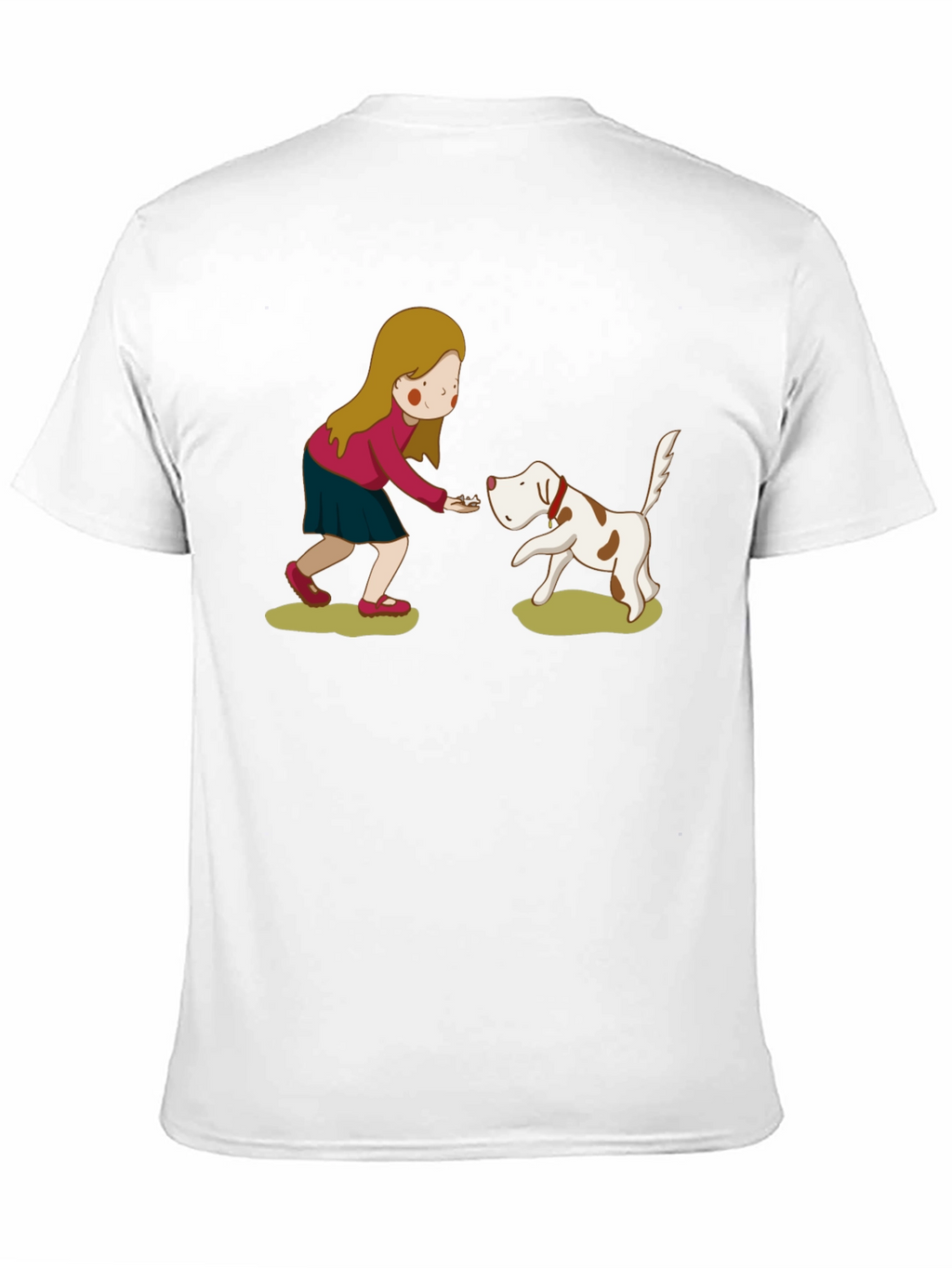 Cartoon Girl and Dog Graphic Tee - Black