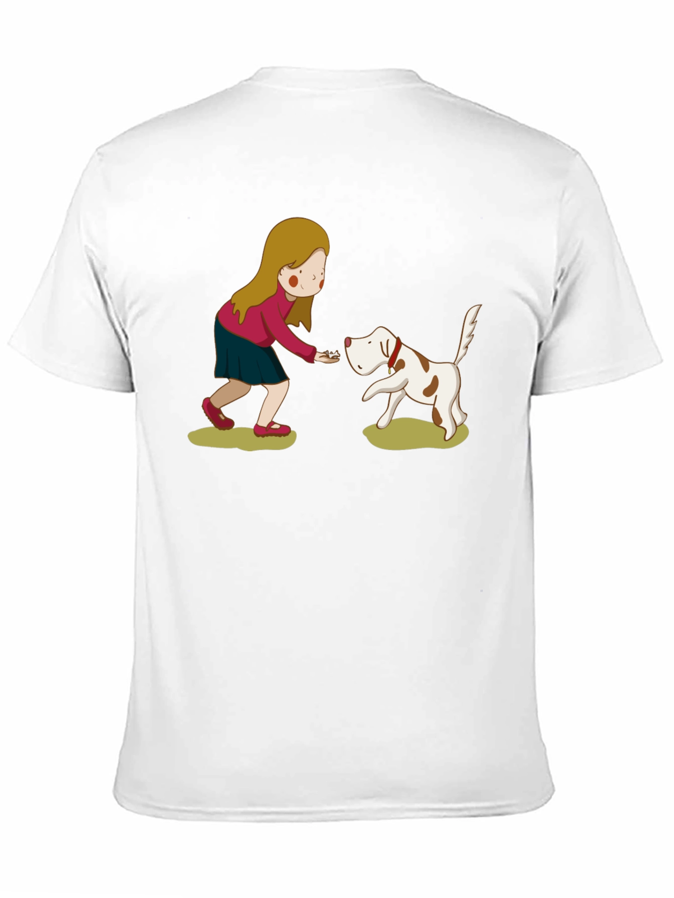 Cartoon Girl and Dog Graphic Tee - Black
