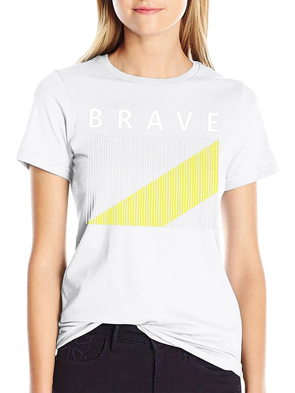 Brave Graphic Tee - Modern Striped Design