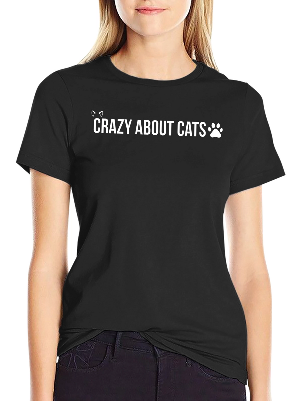 Crazy About Cats Black T-Shirt