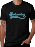 Swimming Graphic Print Crew Neck T-Shirt