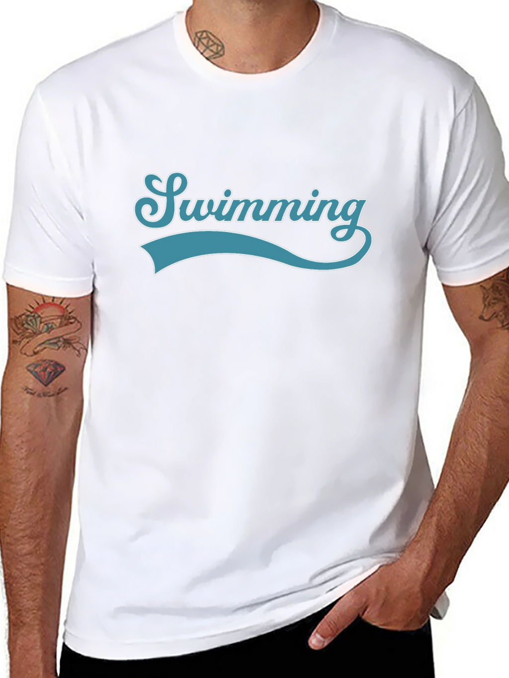Swimming Graphic Print Crew Neck T-Shirt