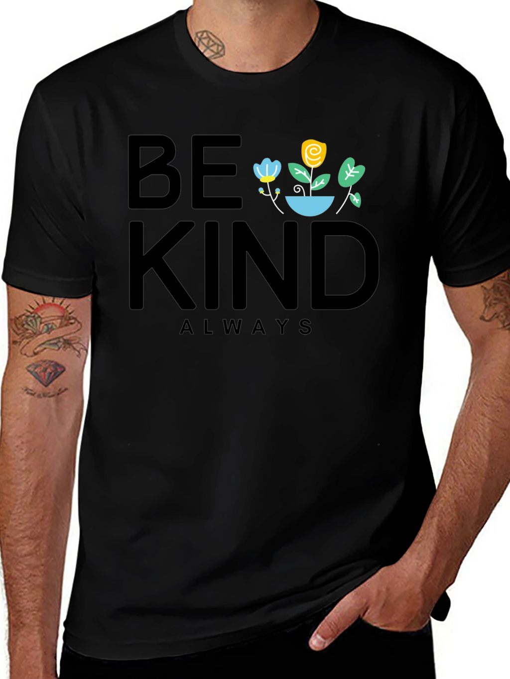 Be Kind Always Graphic T-Shirt - Black