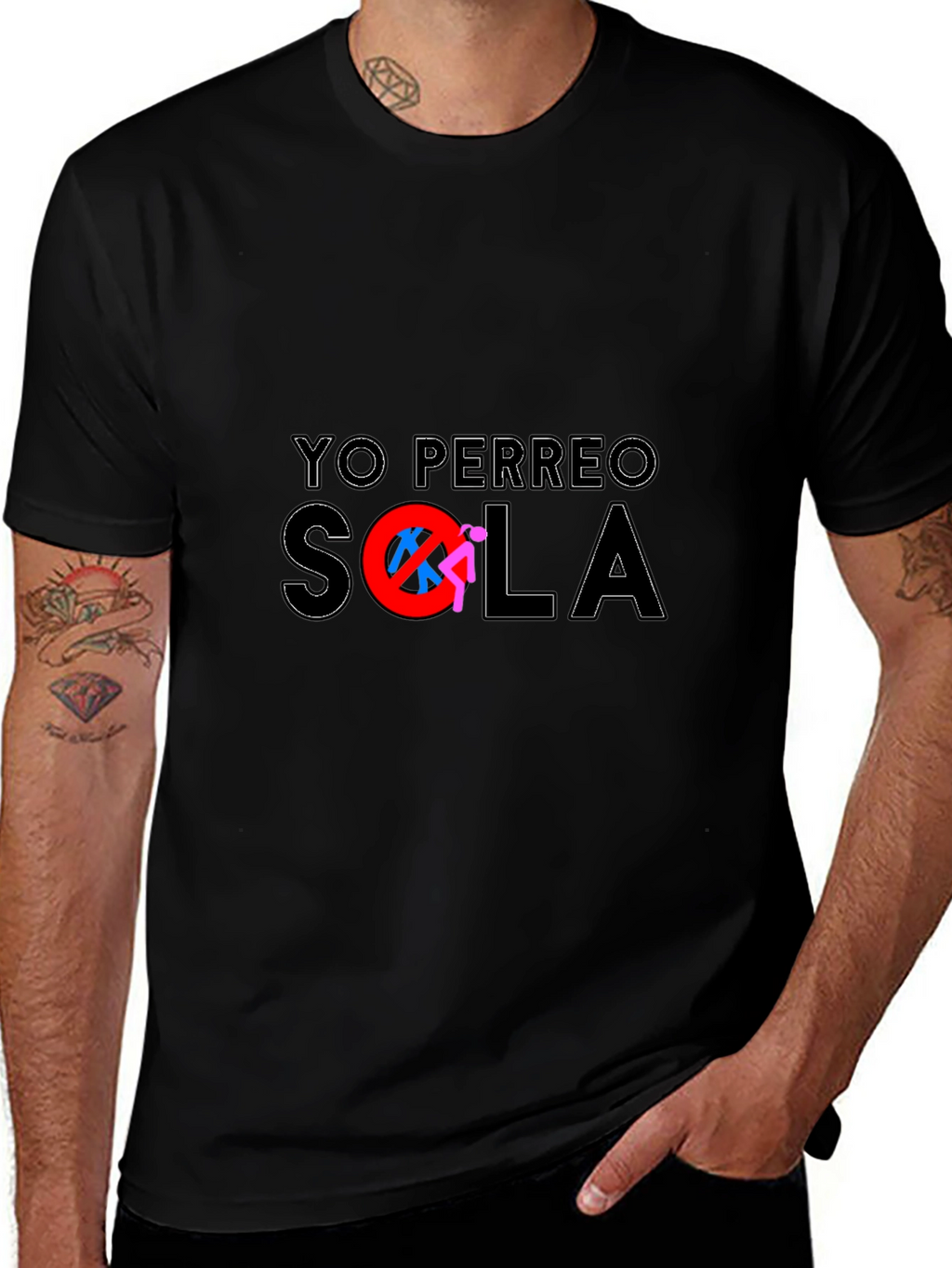 Yo Perreo Sola Black Graphic Tee