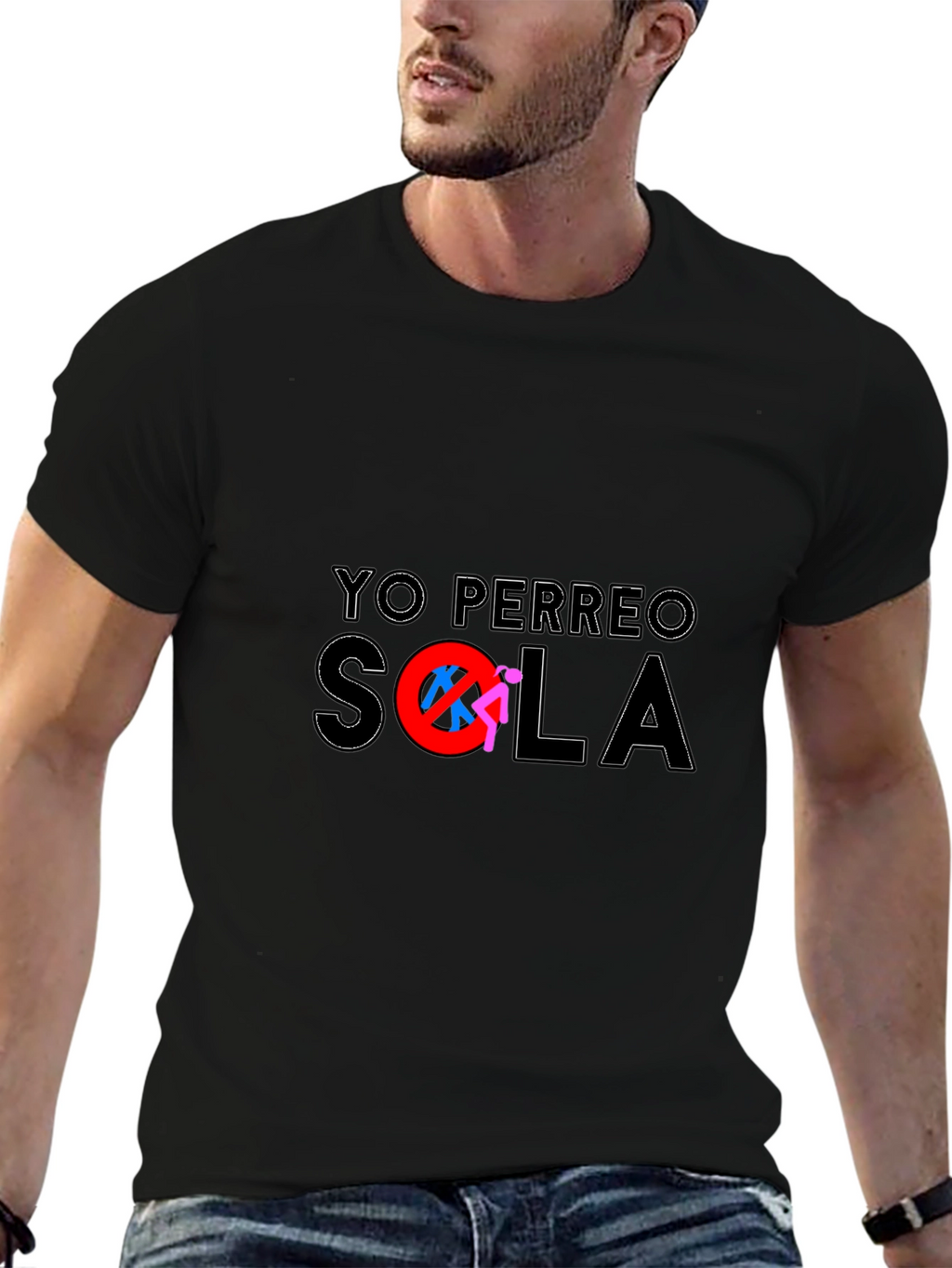 Yo Perreo Sola Black Graphic Tee