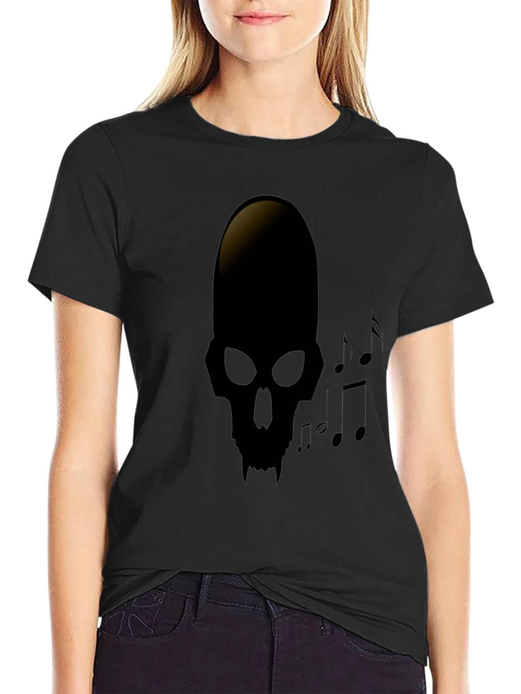 Skull Music Note Graphic Tee - Dark Style