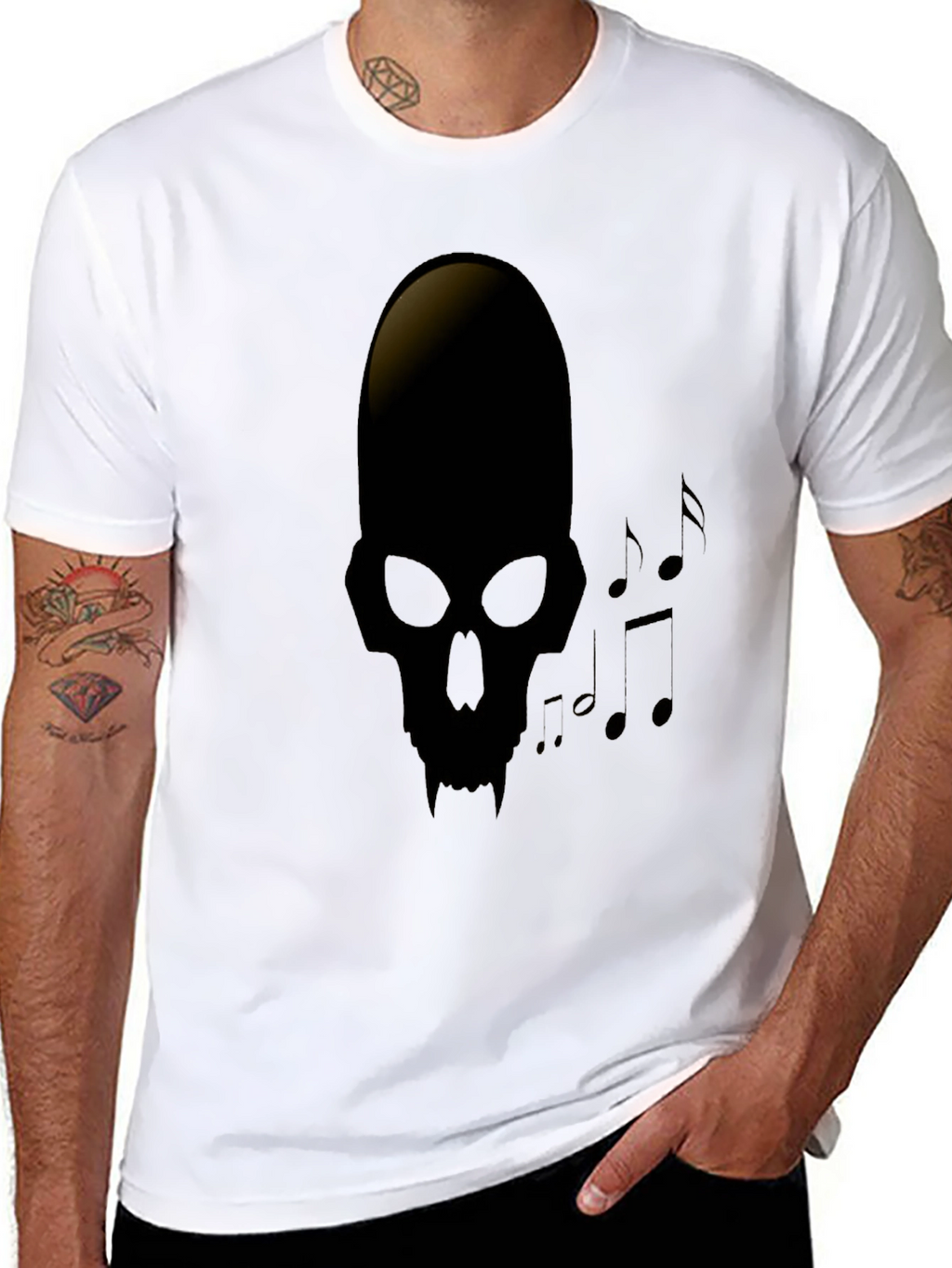 Skull Music Note Graphic Tee - Dark Style