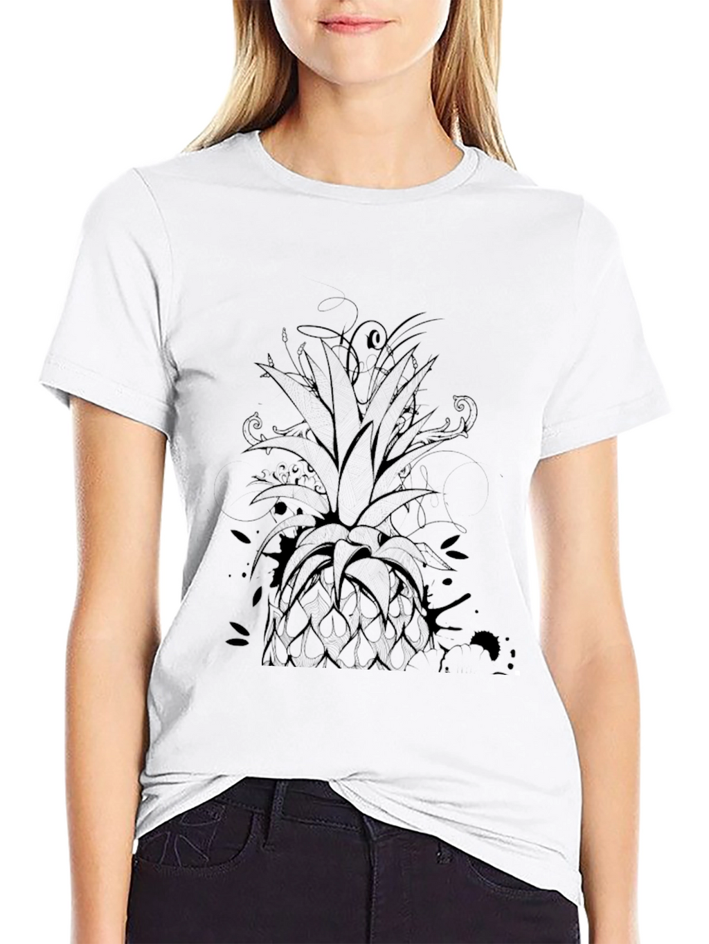 Mens Black Pineapple Graphic Tee