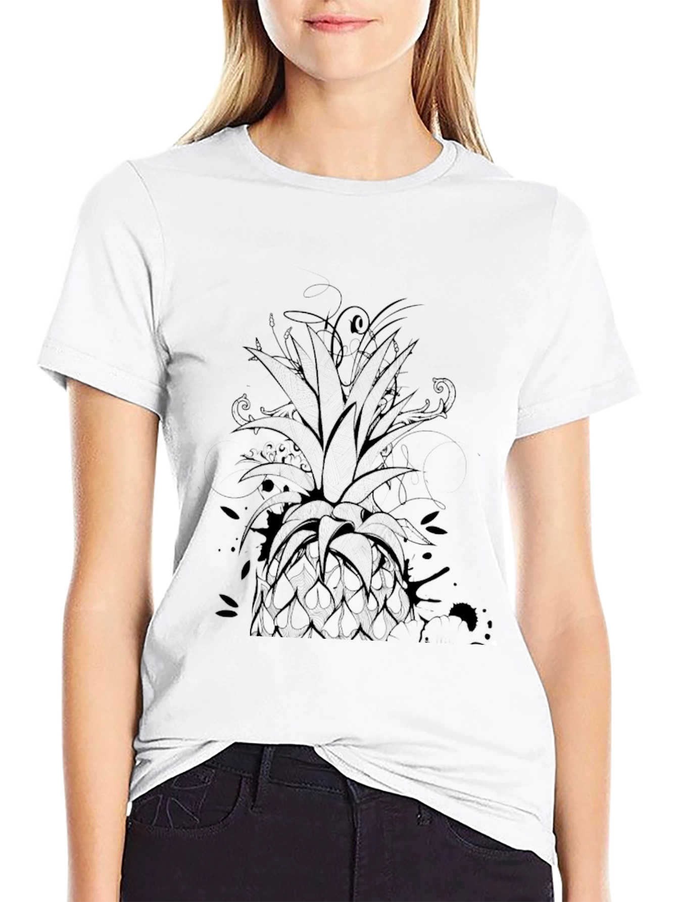 Mens Black Pineapple Graphic Tee