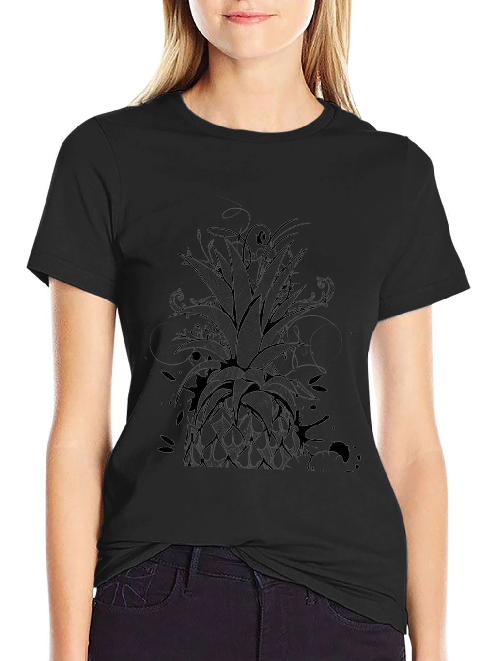 Mens Black Pineapple Graphic Tee