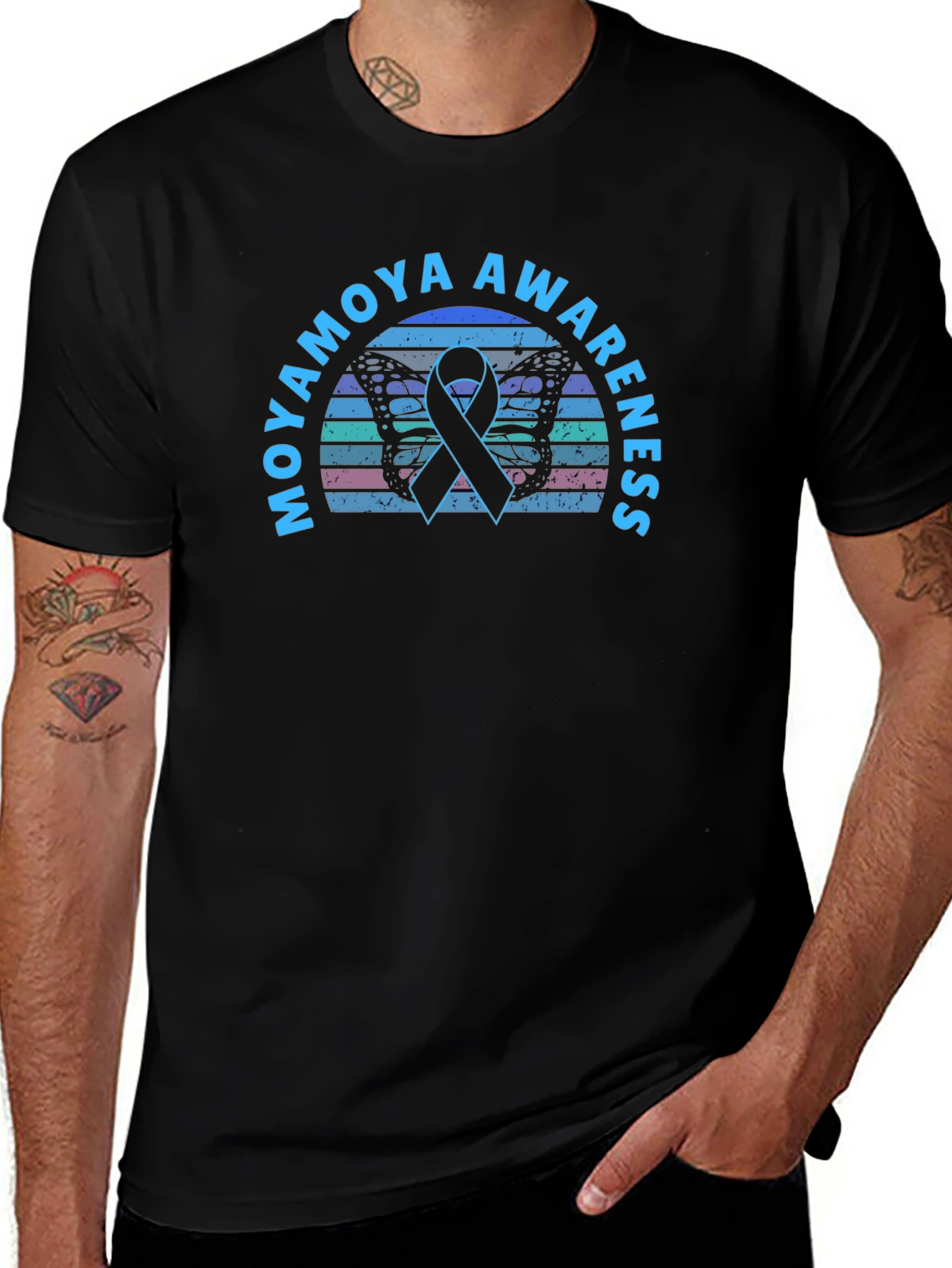 Moyamoya Awareness Butterfly Ribbon T-Shirt