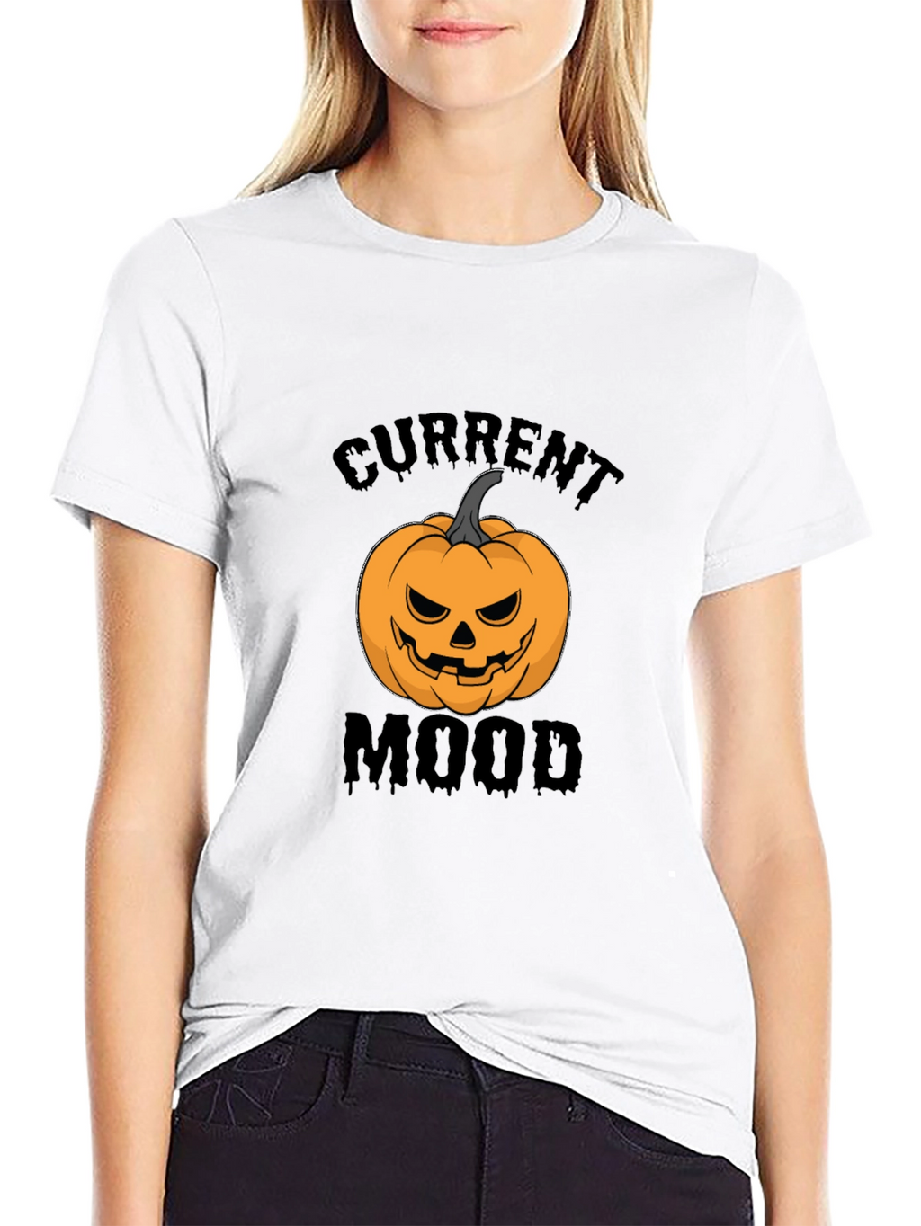 Current Mood Halloween Pumpkin Black T-Shirt
