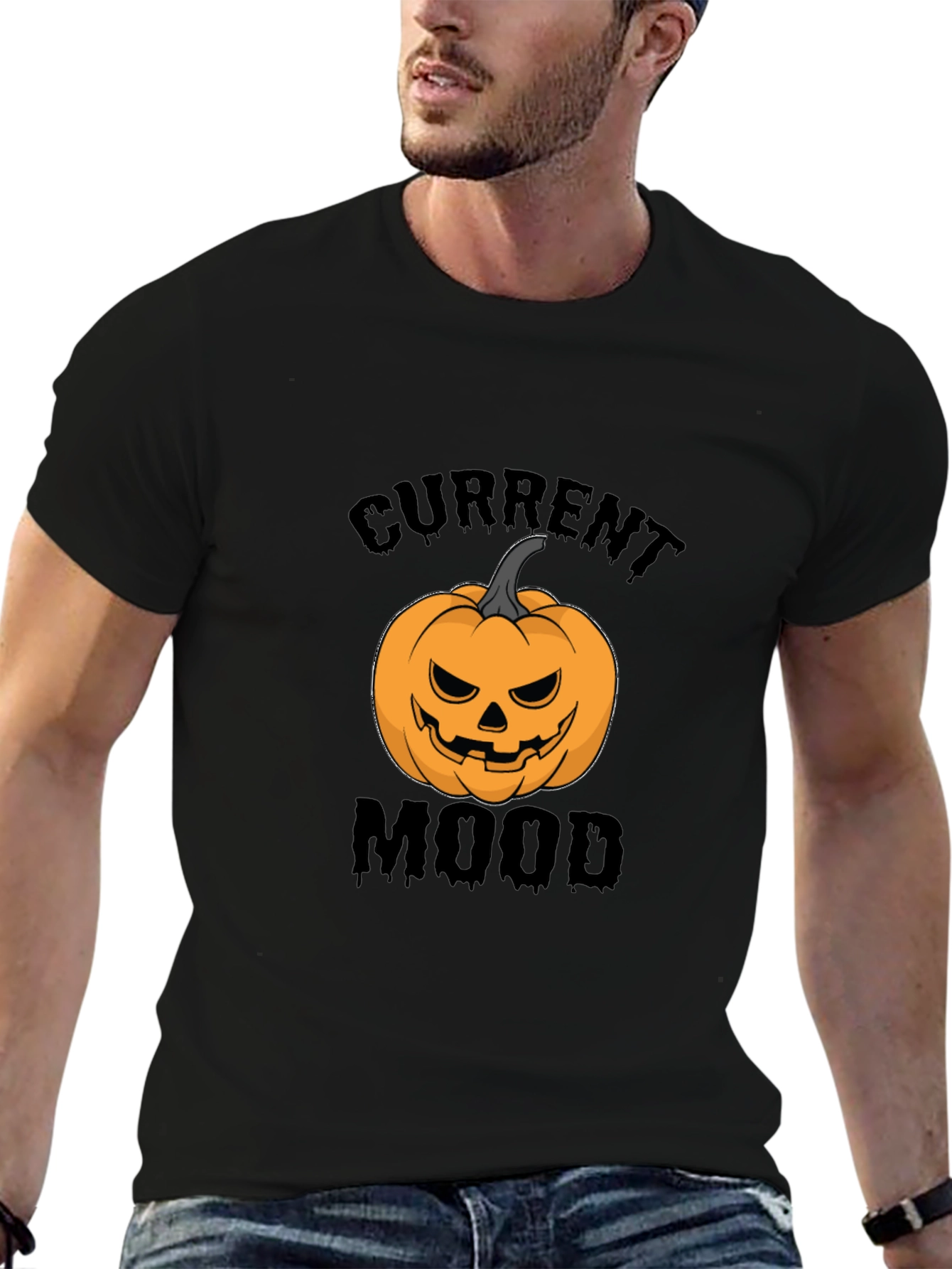 Current Mood Halloween Pumpkin Black T-Shirt