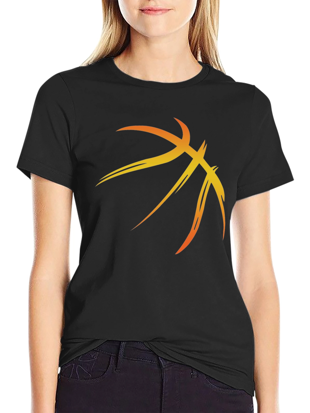 Basketball Graphic Tee - Black Cotton Blend Shirt