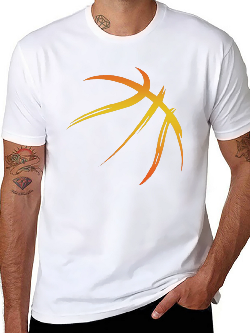 Basketball Graphic Tee - Black Cotton Blend Shirt
