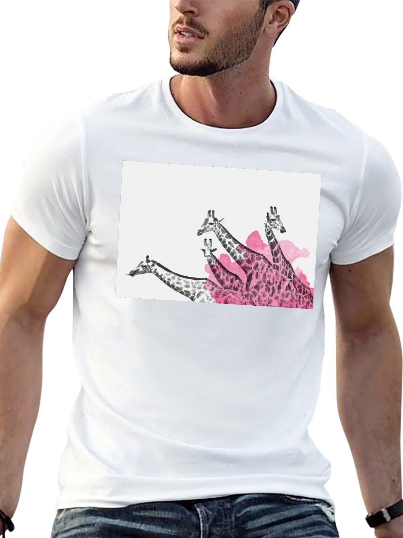 Giraffe Graphic Print Black Tee