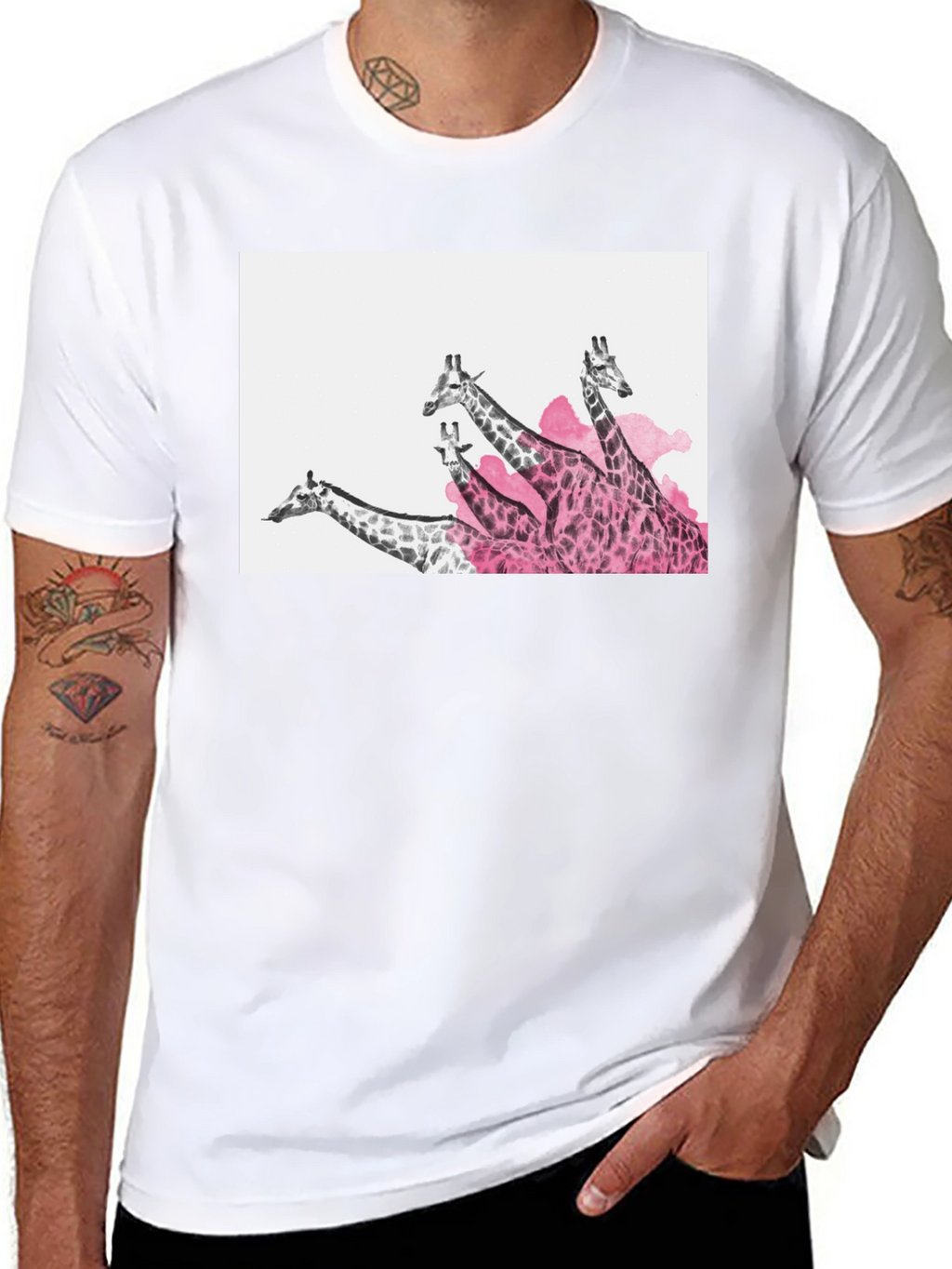 Giraffe Graphic Print Black Tee
