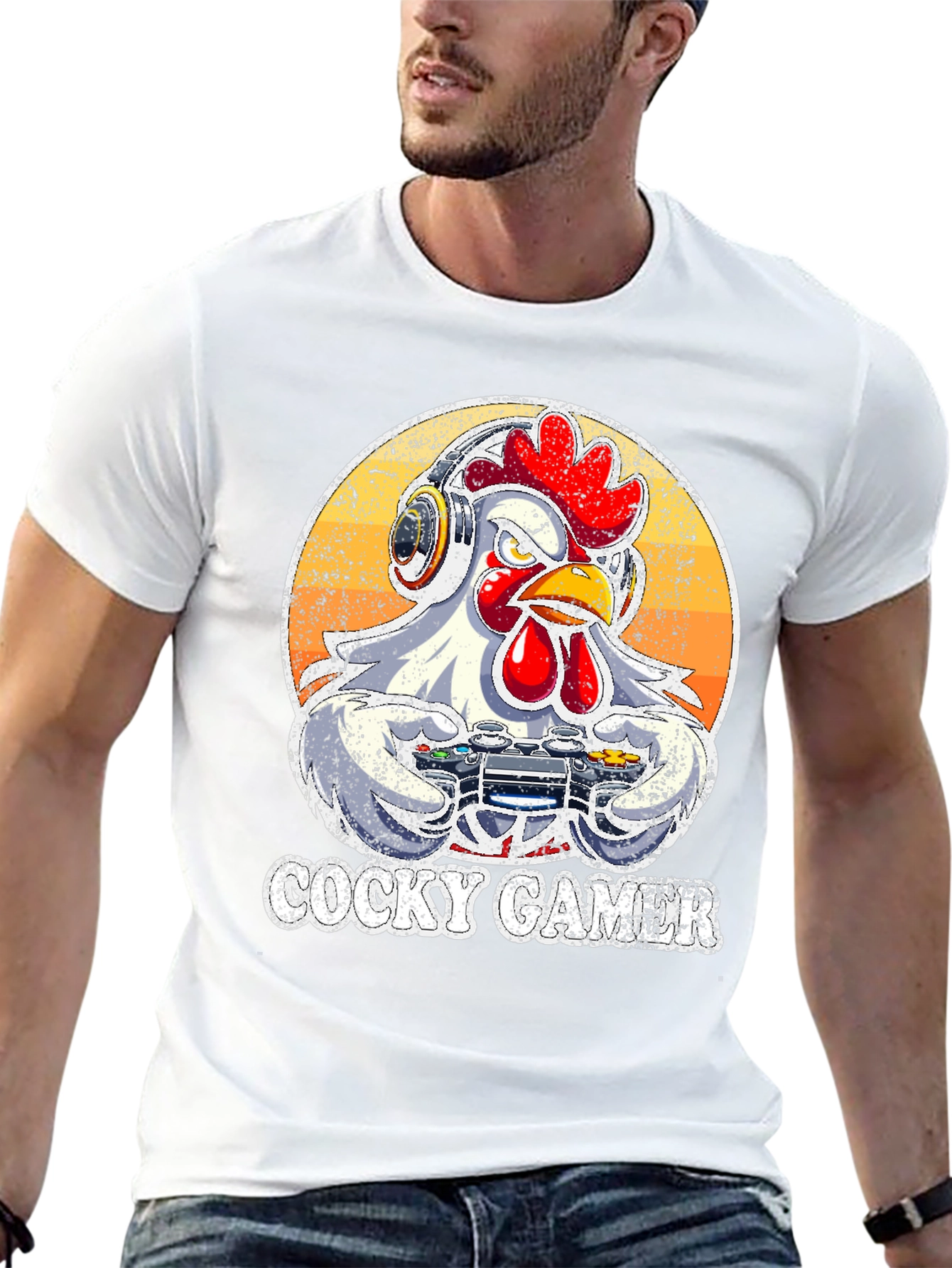 Cocky Gamer T-Shirt - Funny Chicken Video Game Tee