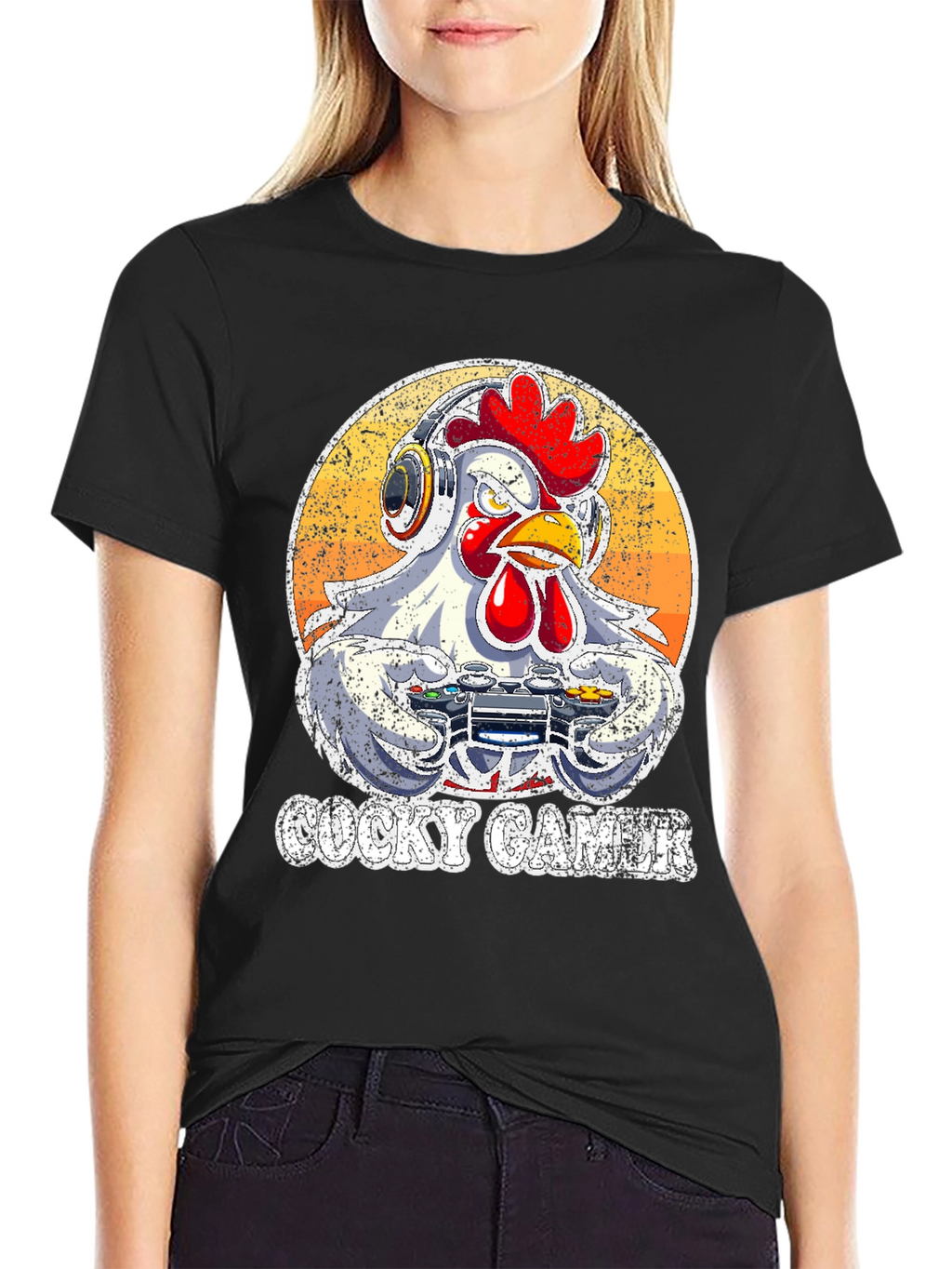Cocky Gamer T-Shirt - Funny Chicken Video Game Tee