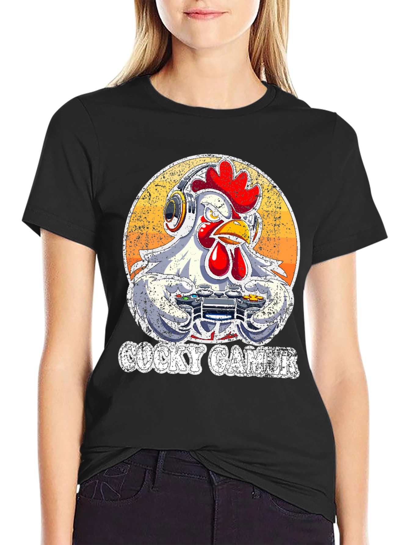 Cocky Gamer T-Shirt - Funny Chicken Video Game Tee