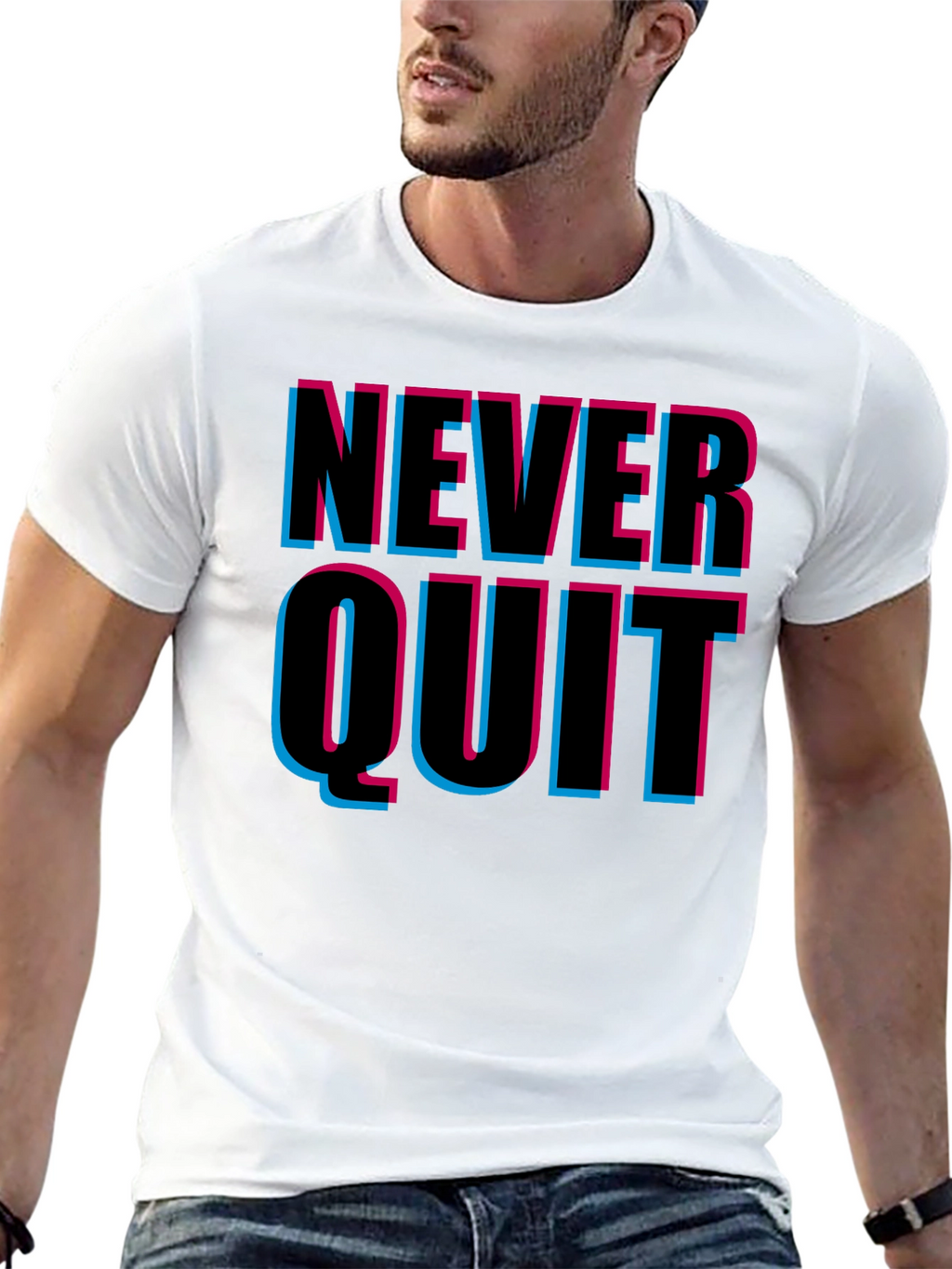 Never Quit Graphic Print T-Shirt