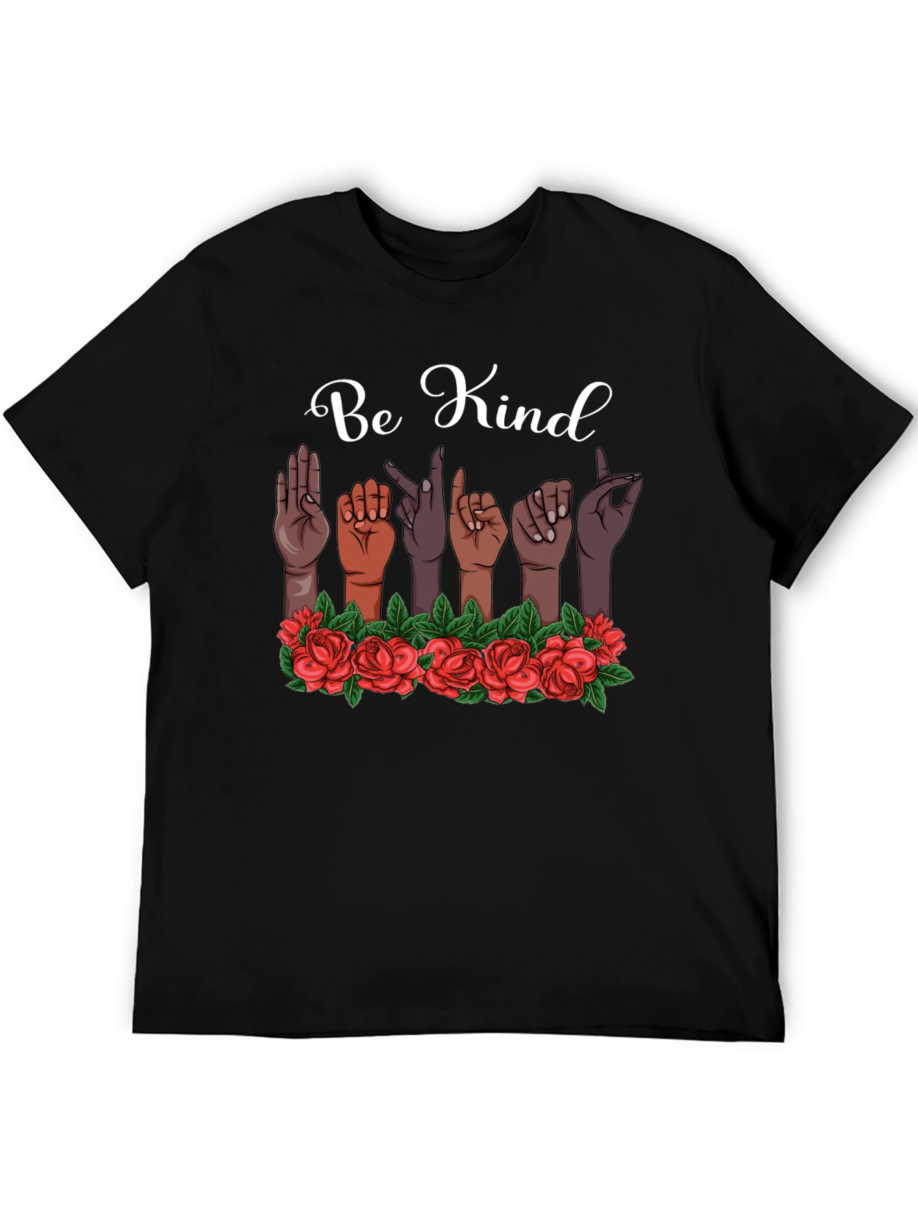 Be Kind T-Shirt Sign Language Design Floral Accent