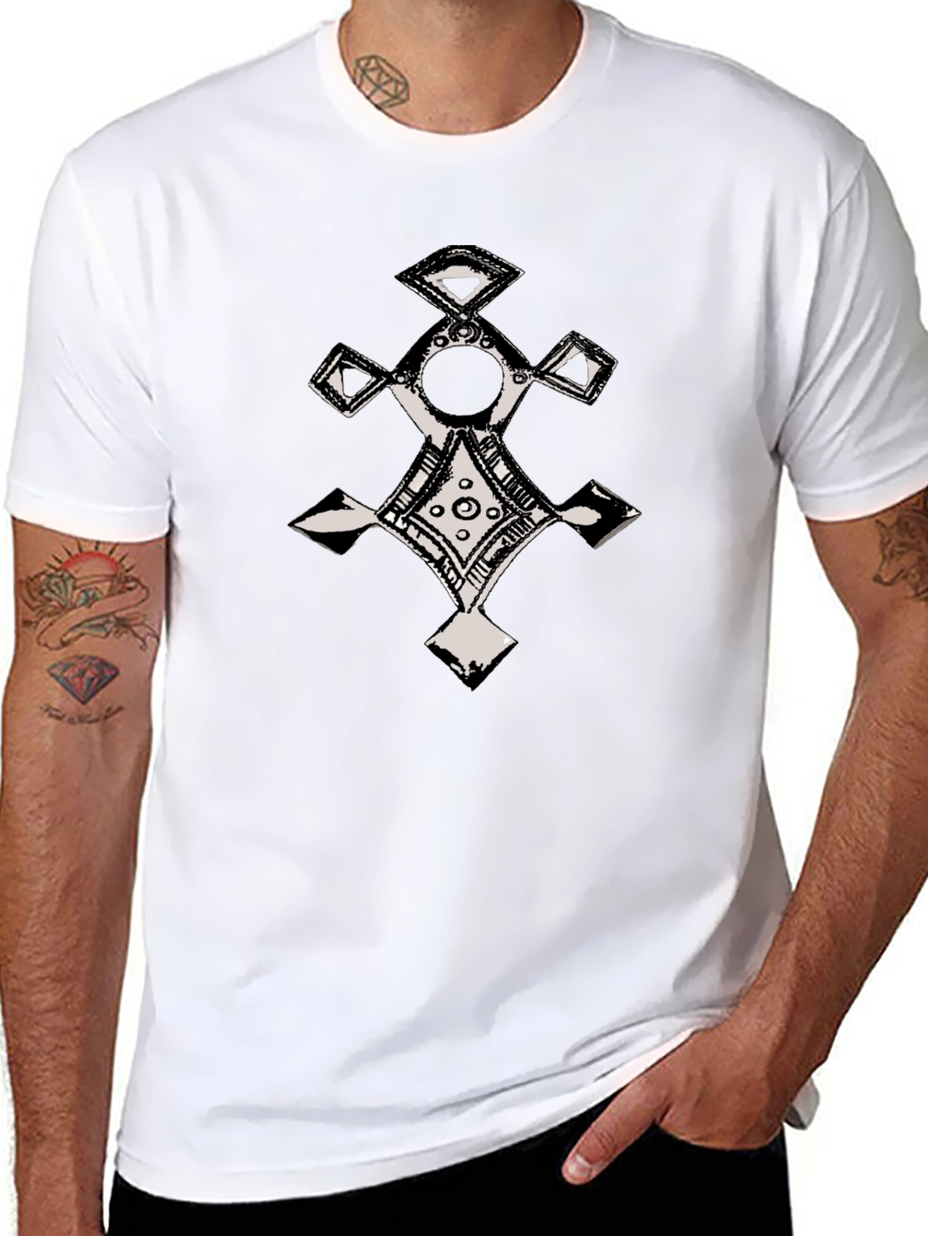 Ethnic Cross Graphic T-Shirt
