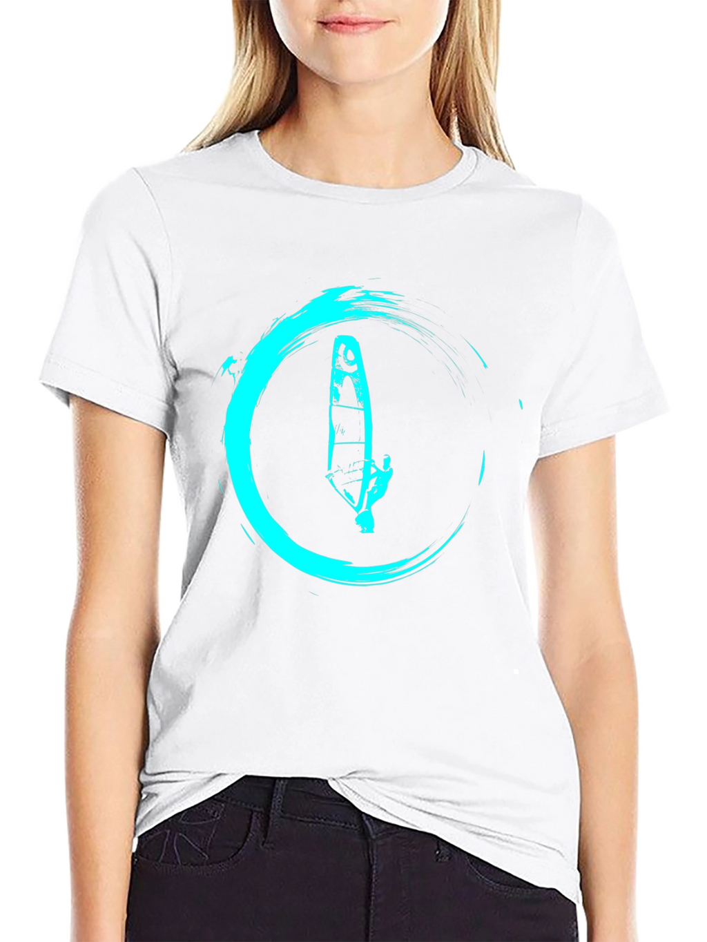 Windsurfer Graphic Tee - Cool Aqua Design