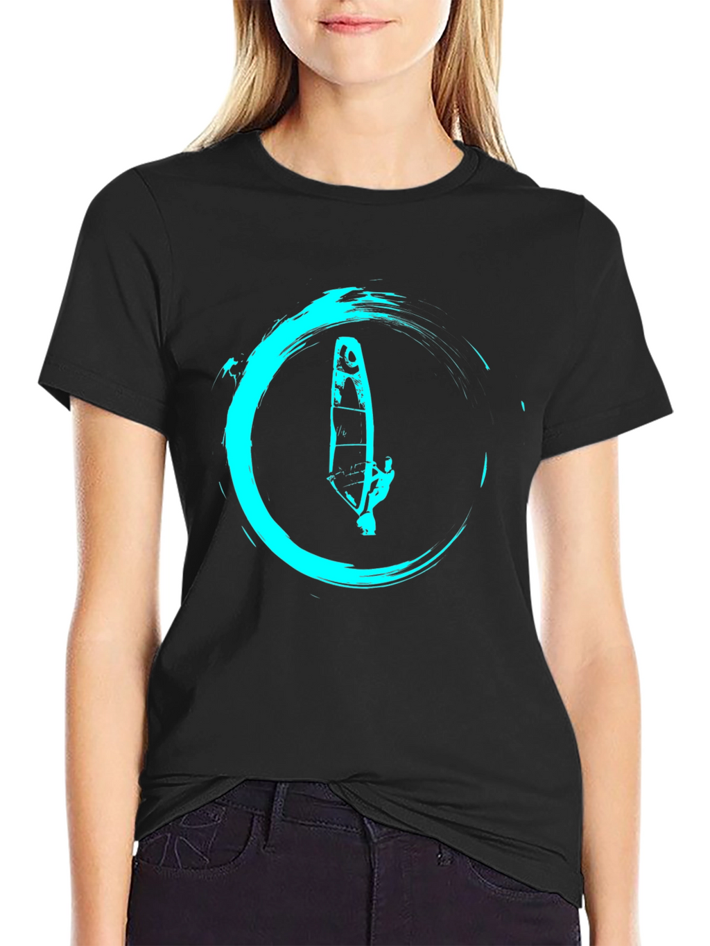 Windsurfer Graphic Tee - Cool Aqua Design