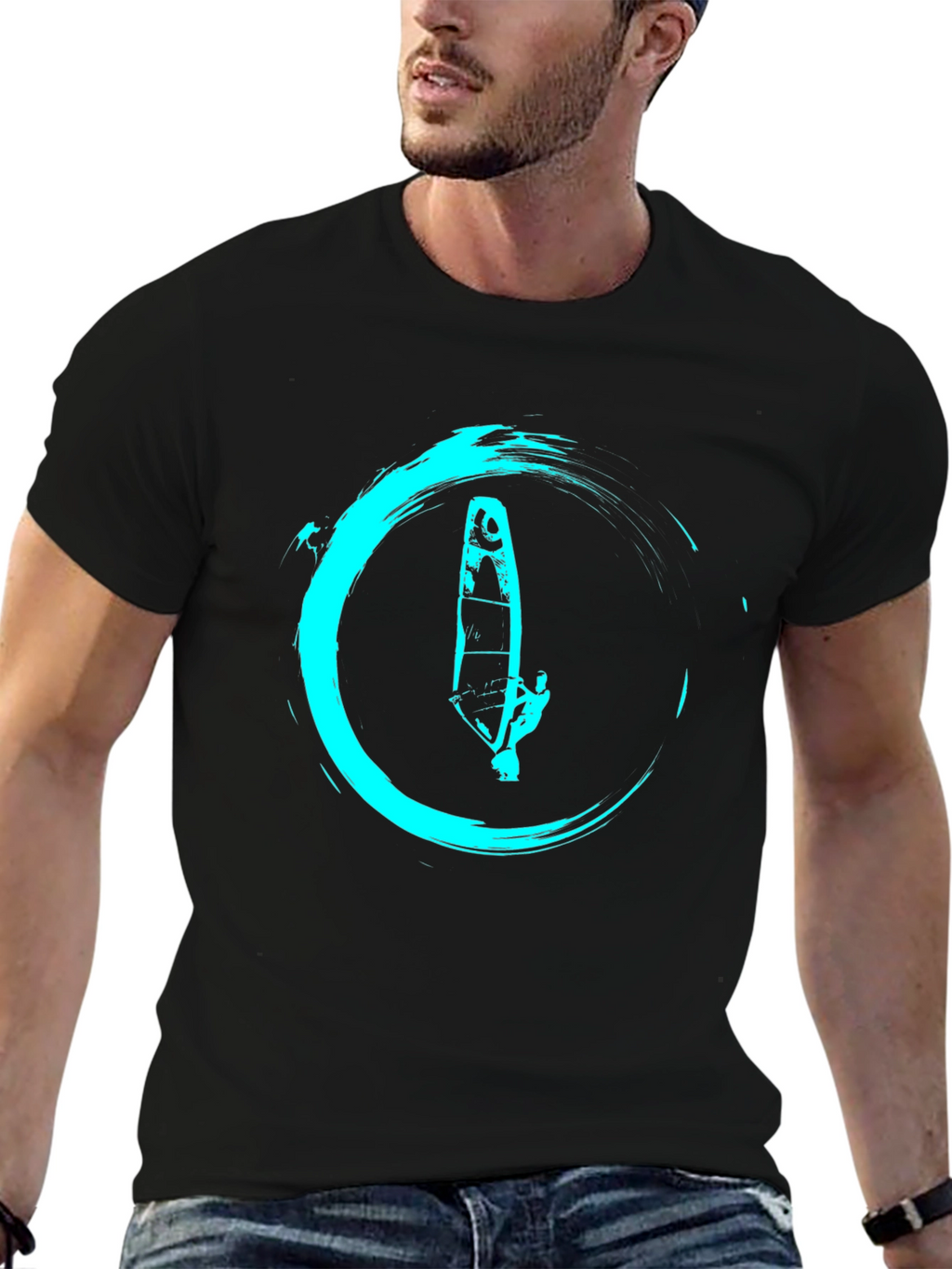 Windsurfer Graphic Tee - Cool Aqua Design