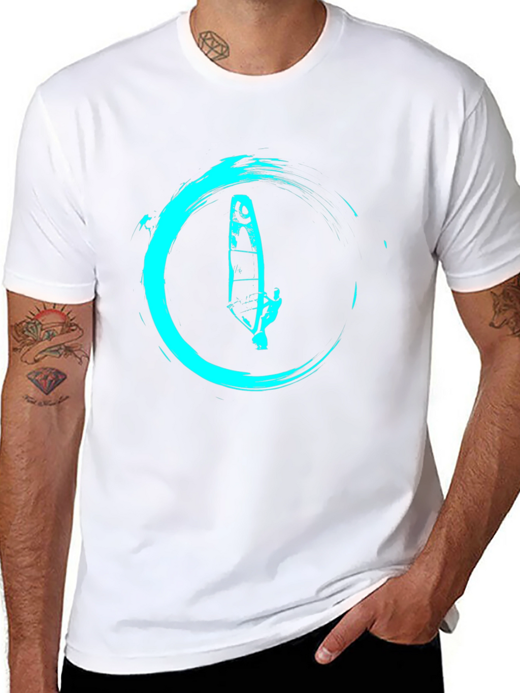 Windsurfer Graphic Tee - Cool Aqua Design