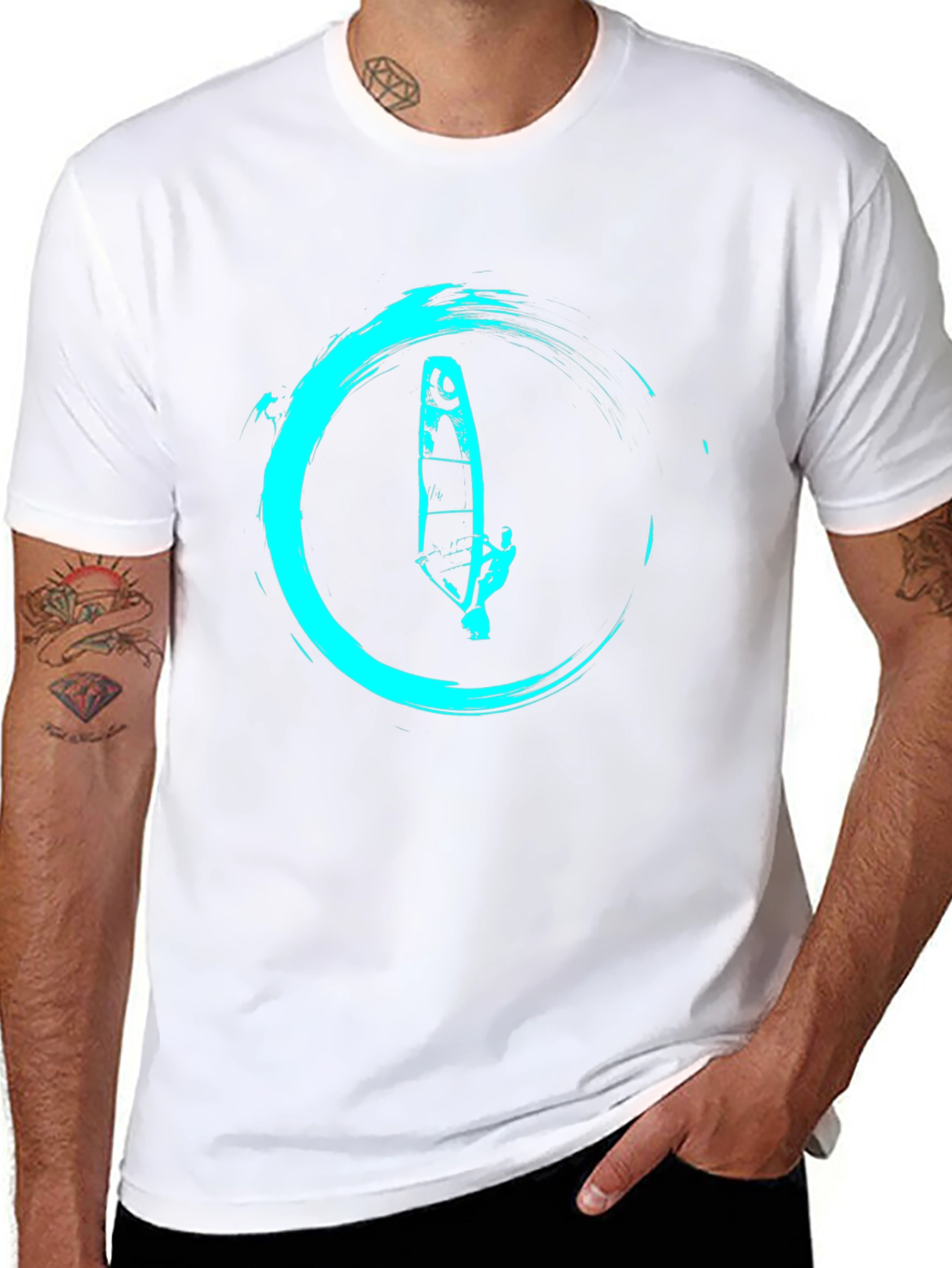 Windsurfer Graphic Tee - Cool Aqua Design