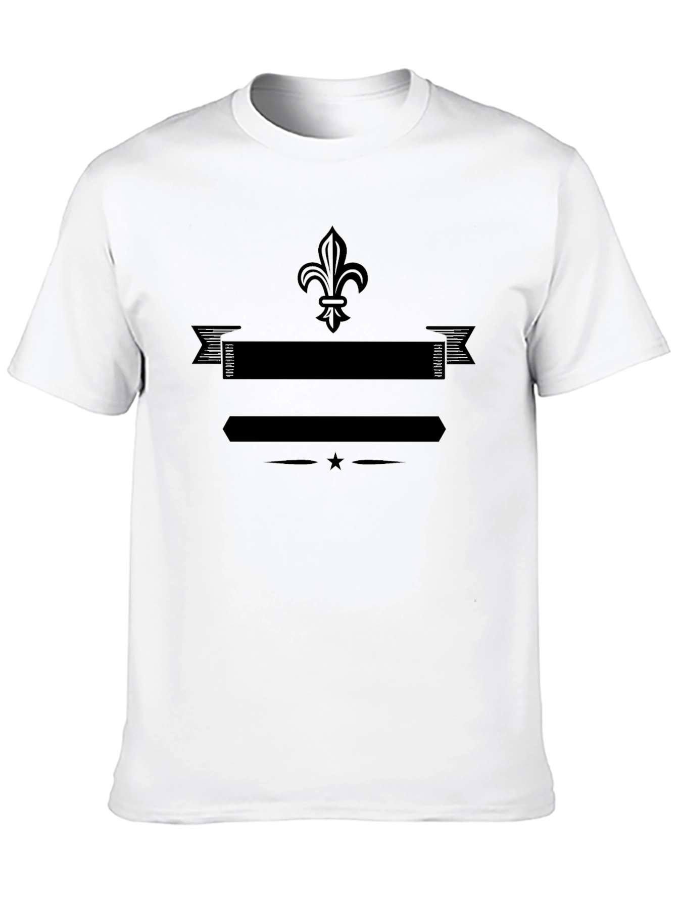 Black Graphic T-Shirt with Fleur-de-lis Design