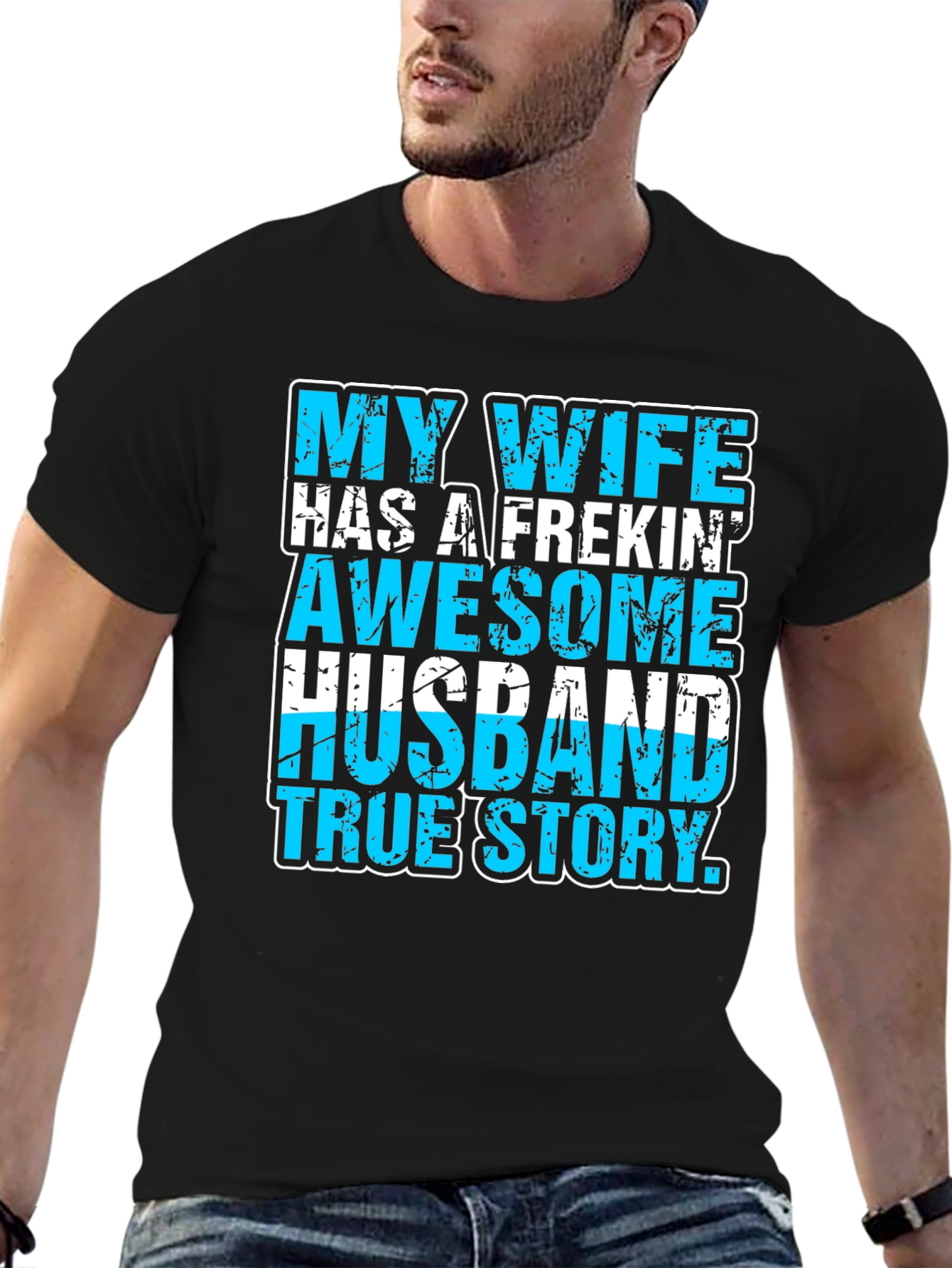 My Wife Awesome Husband T-Shirt Funny Graphic Tee