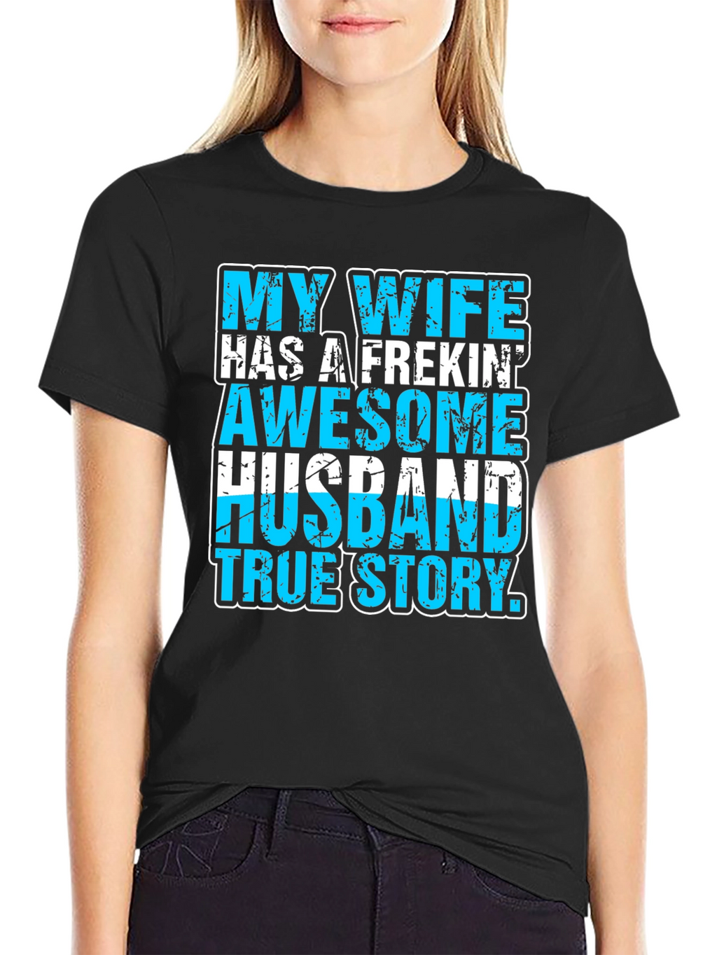 My Wife Awesome Husband T-Shirt Funny Graphic Tee