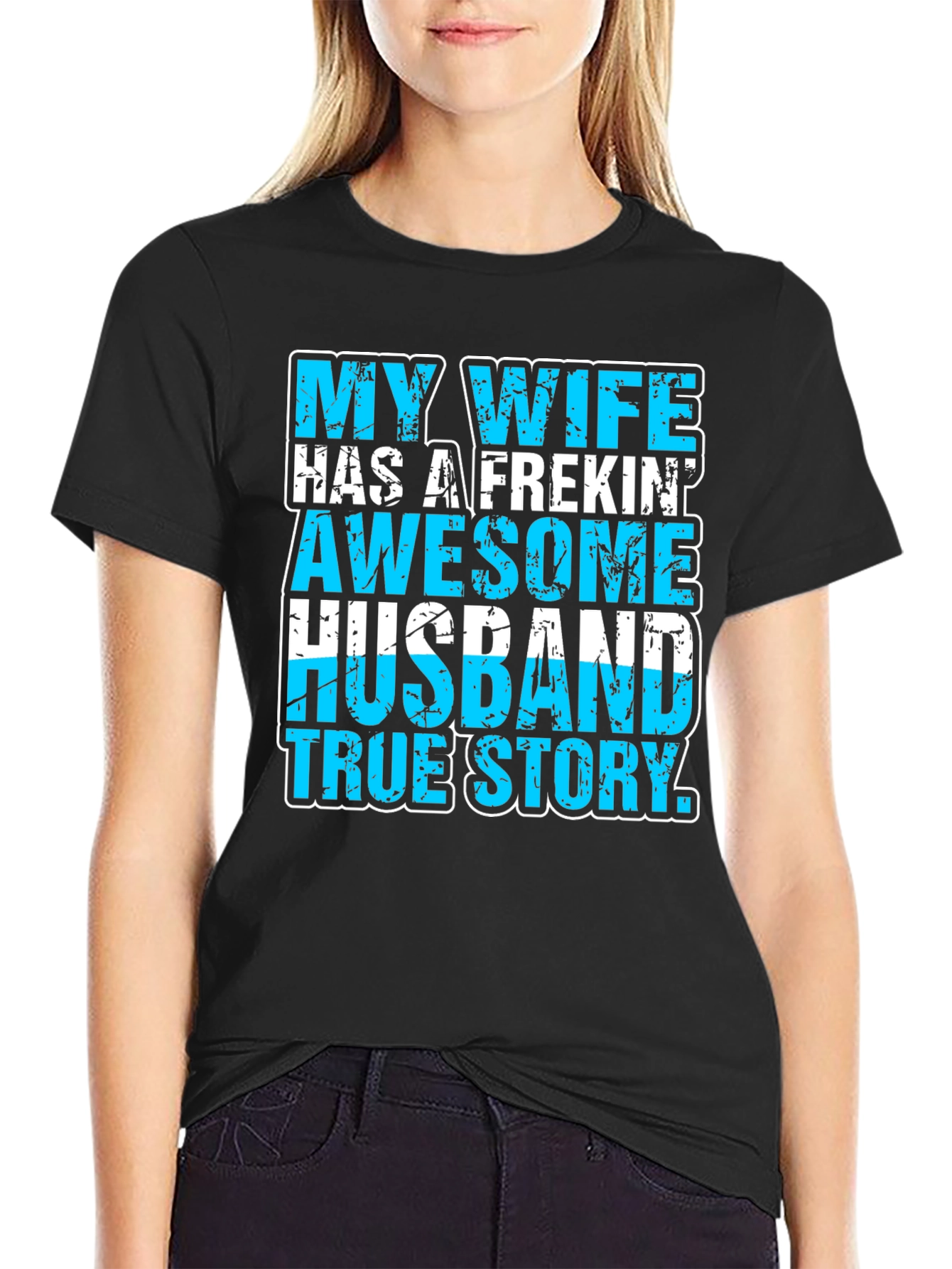 My Wife Awesome Husband T-Shirt Funny Graphic Tee