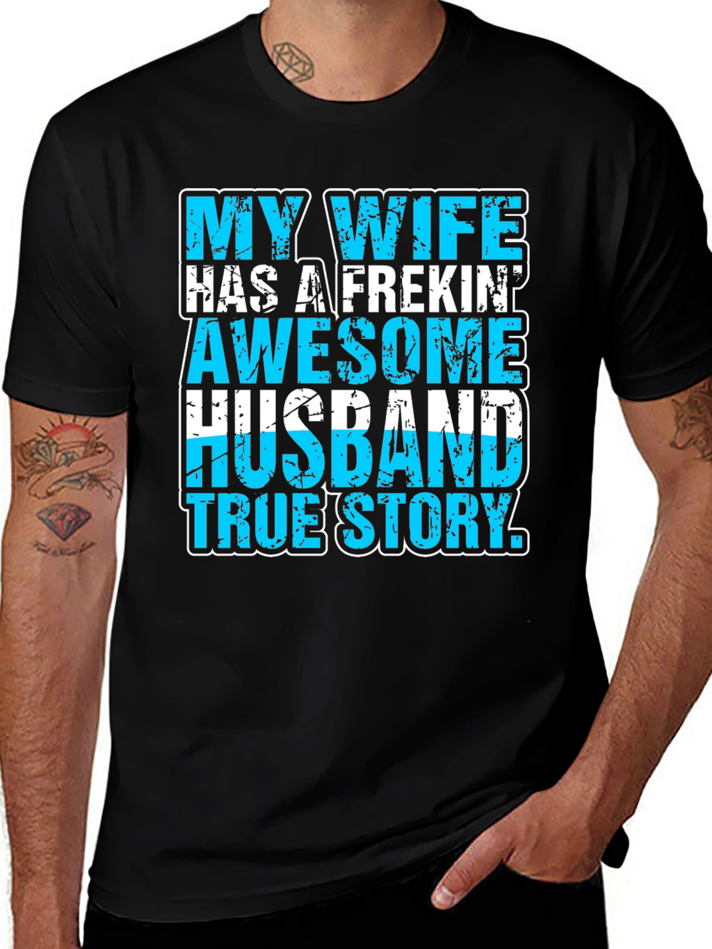 My Wife Awesome Husband T-Shirt Funny Graphic Tee